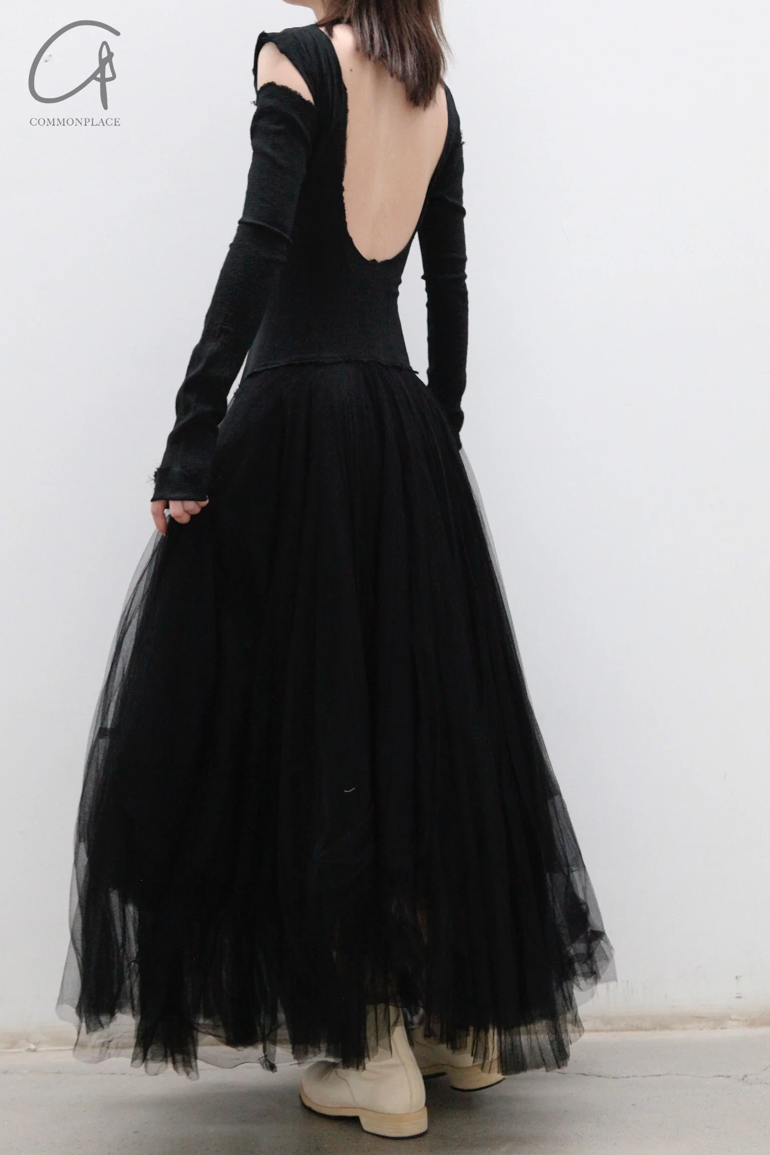 marc le bihan off shoulder long sleeve dress 21973 E23 black - Image 2