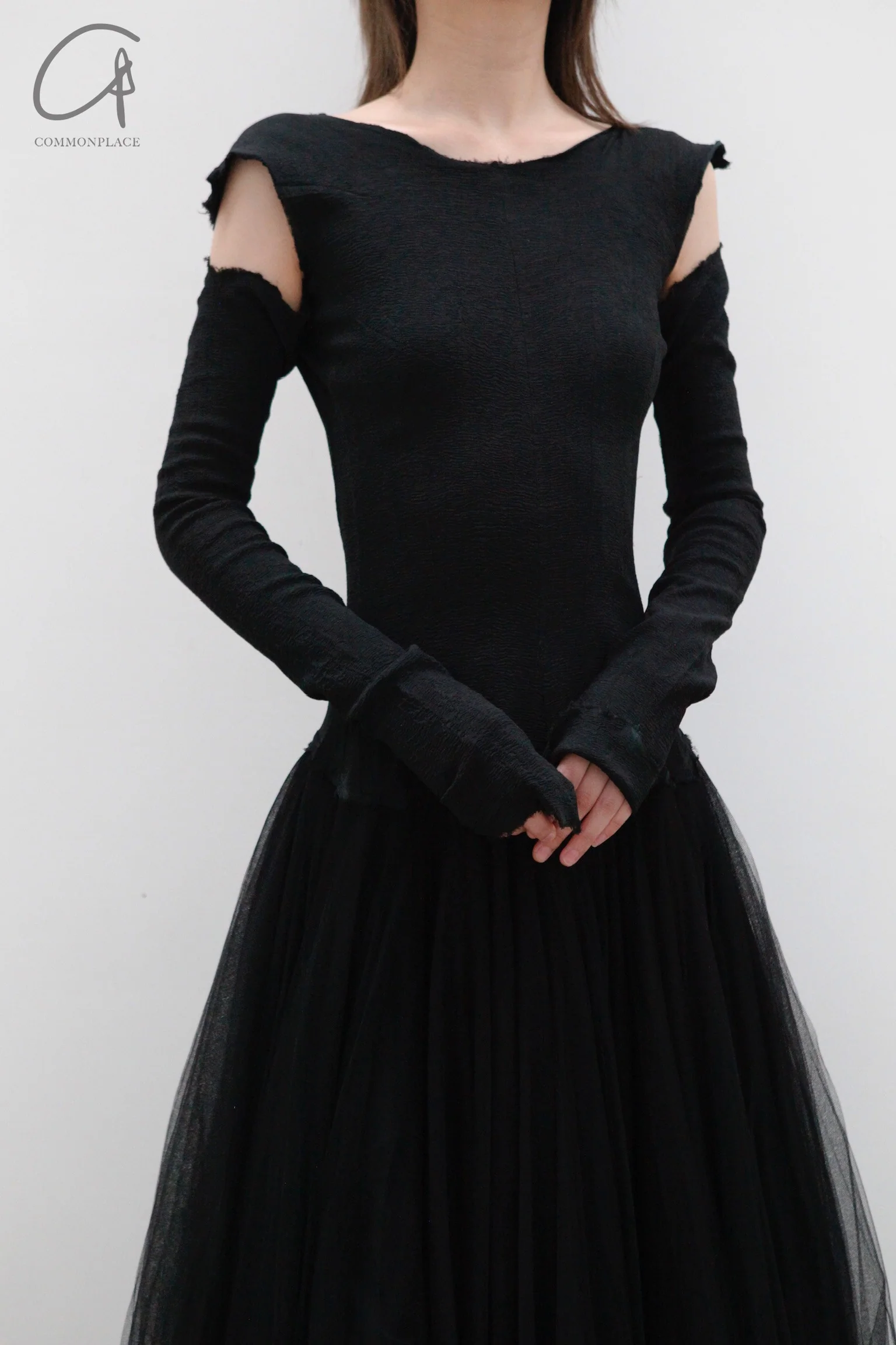 marc le bihan off shoulder long sleeve dress 21973 E23 black - Image 3