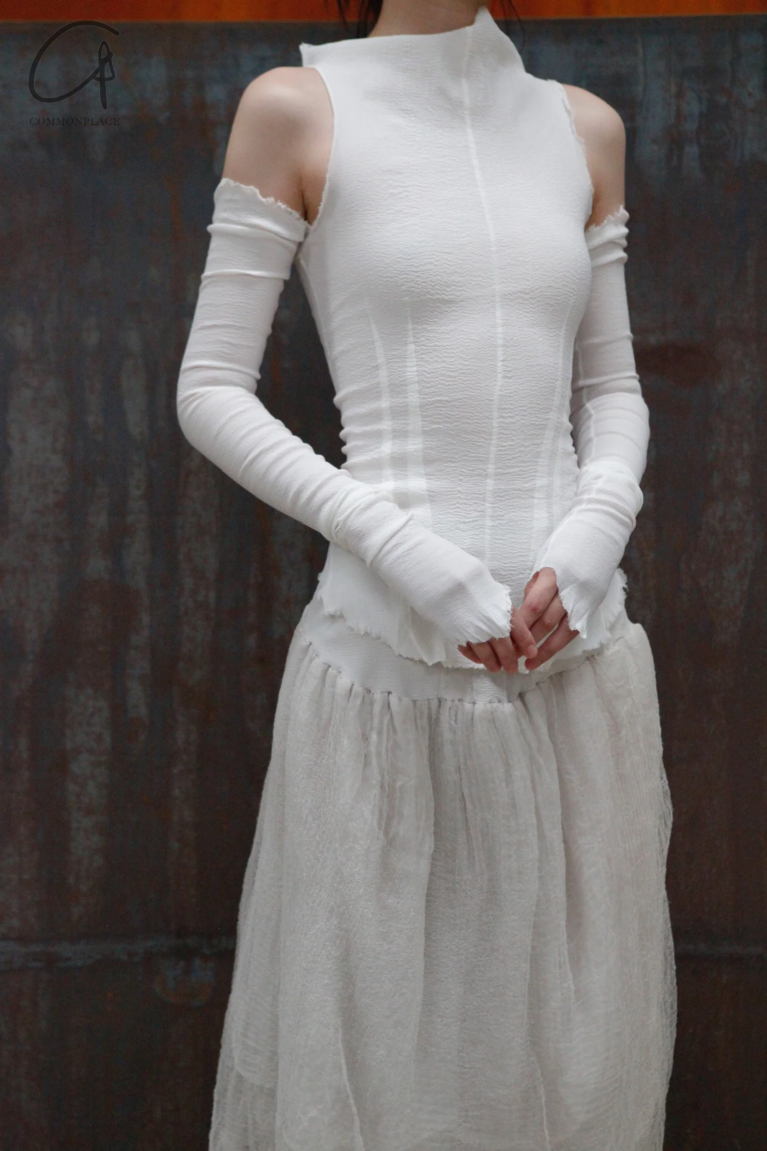 marc le bihan off shoulder long sleeve top 26958 E23 white - Image 3