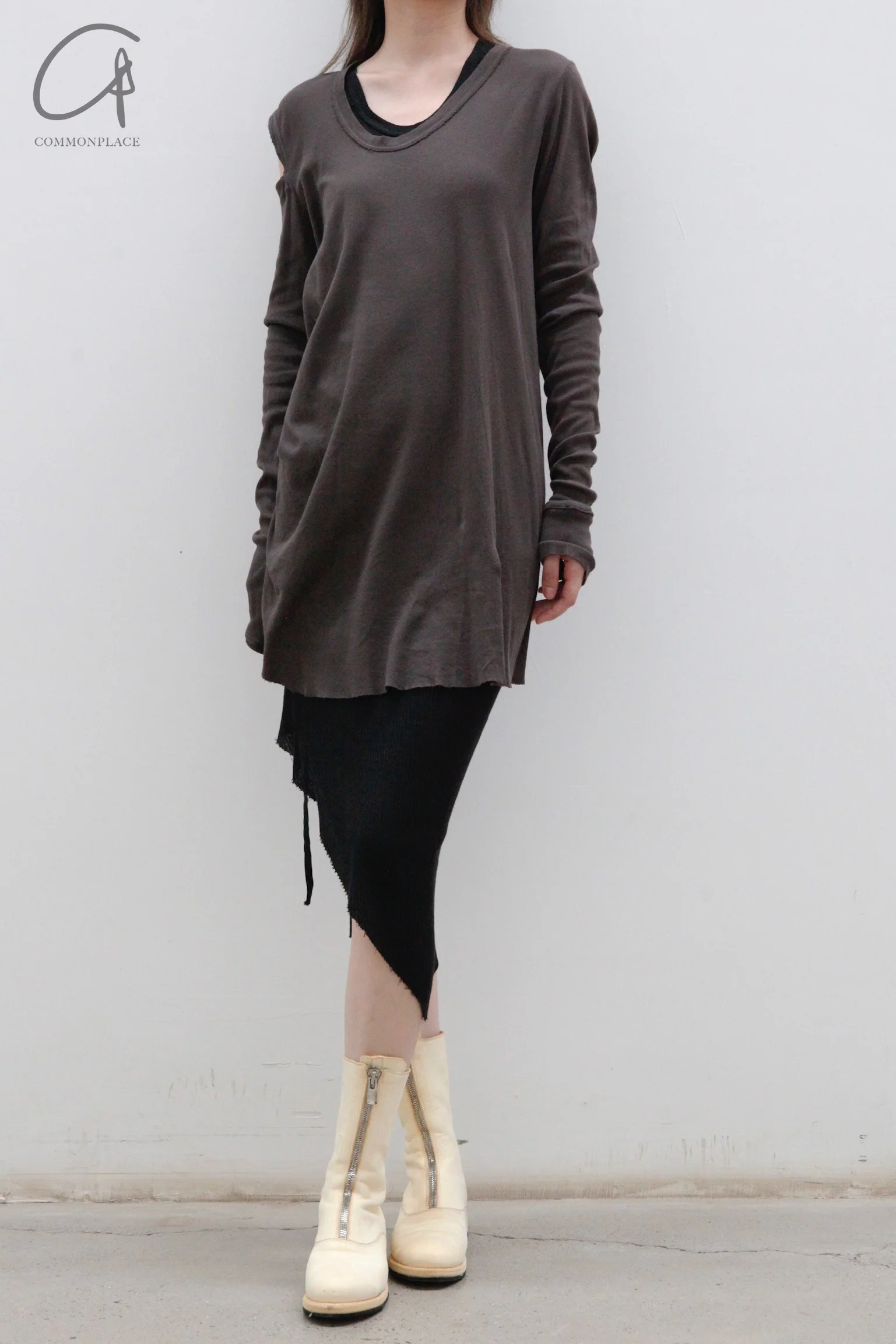 marc le bihan off shoulder skirt 2852 E23 MOKA - Image 2