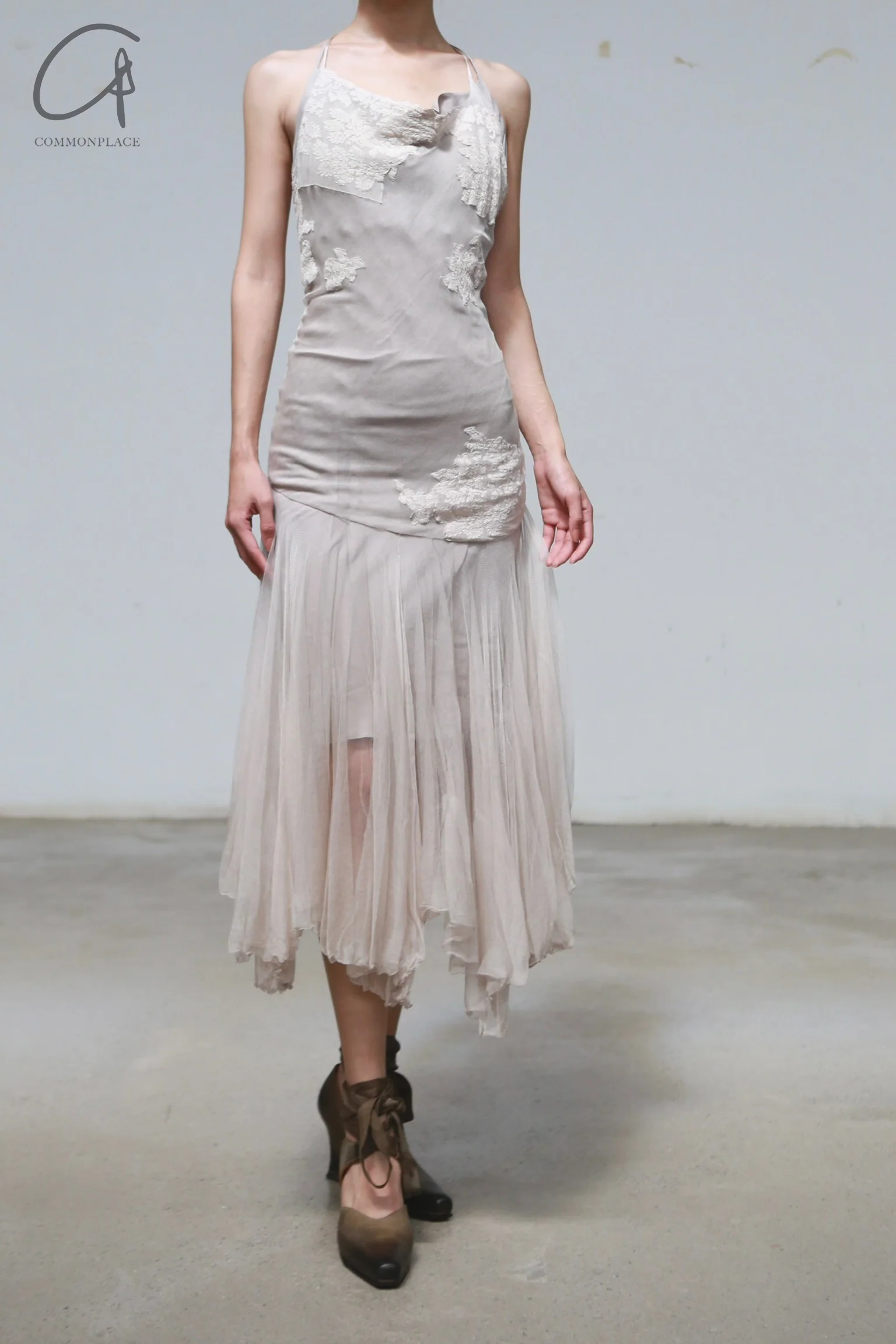 Marc Le Bihan open back tulle lace dress France MLB-21222-BEIGE