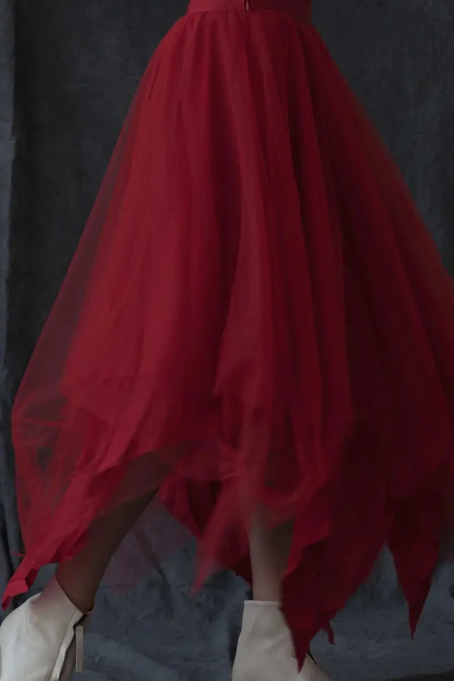 Marc Le Bihan 2590 Collection of Triple Tulle Silk Skirts Handmade in France MLB-2590-HONG Red - Image 15