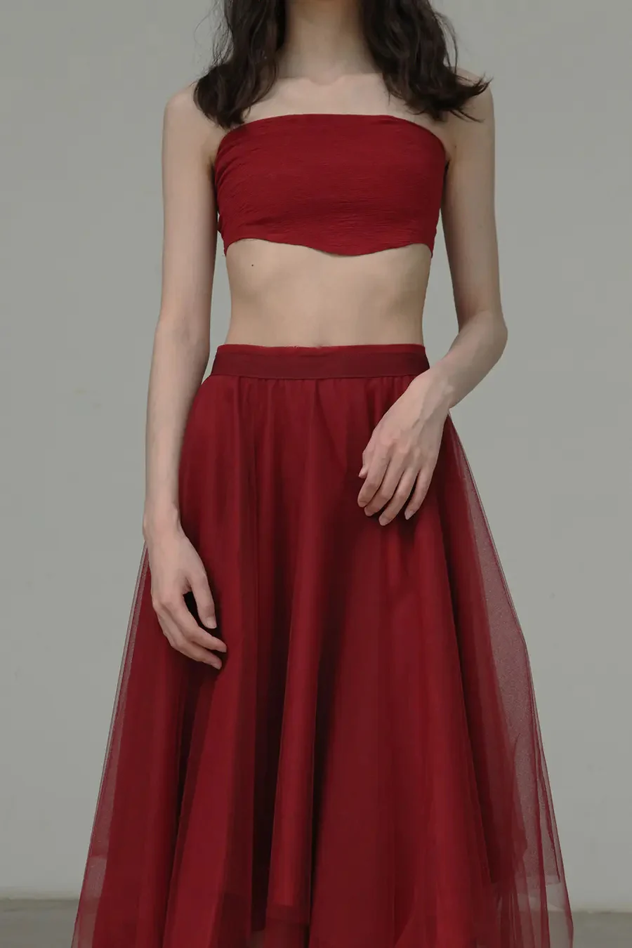 Marc Le Bihan 2590 Collection of Triple Tulle Silk Skirts Handmade in France MLB-2590-HONG Red - Image 4