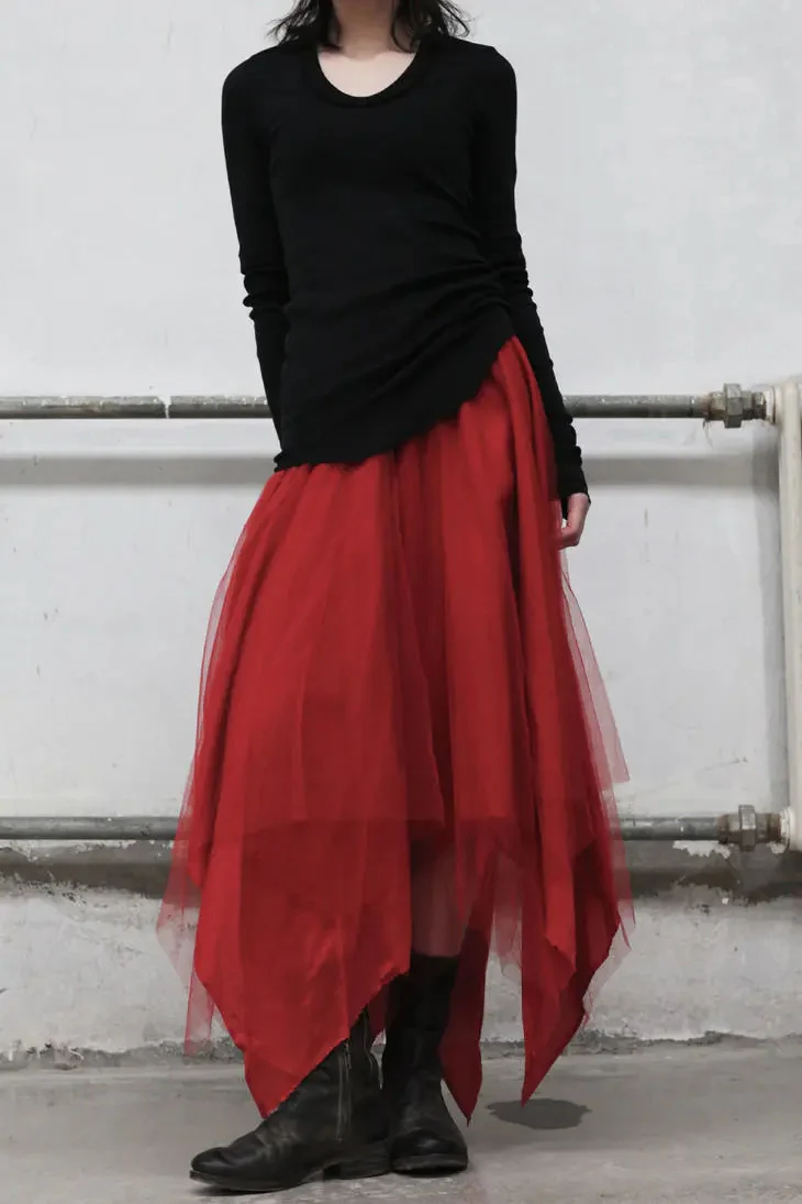 Marc Le Bihan 2590 Collection of Triple Tulle Silk Skirts Handmade in France MLB-2590-HONG Red - Image 9