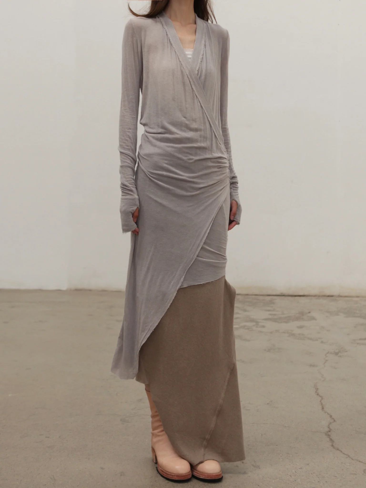 Marc Le Bihan Short Kimono T-shirt Dress 2870 2871 MLB-2870-H23-PERLE GREY - Image 4