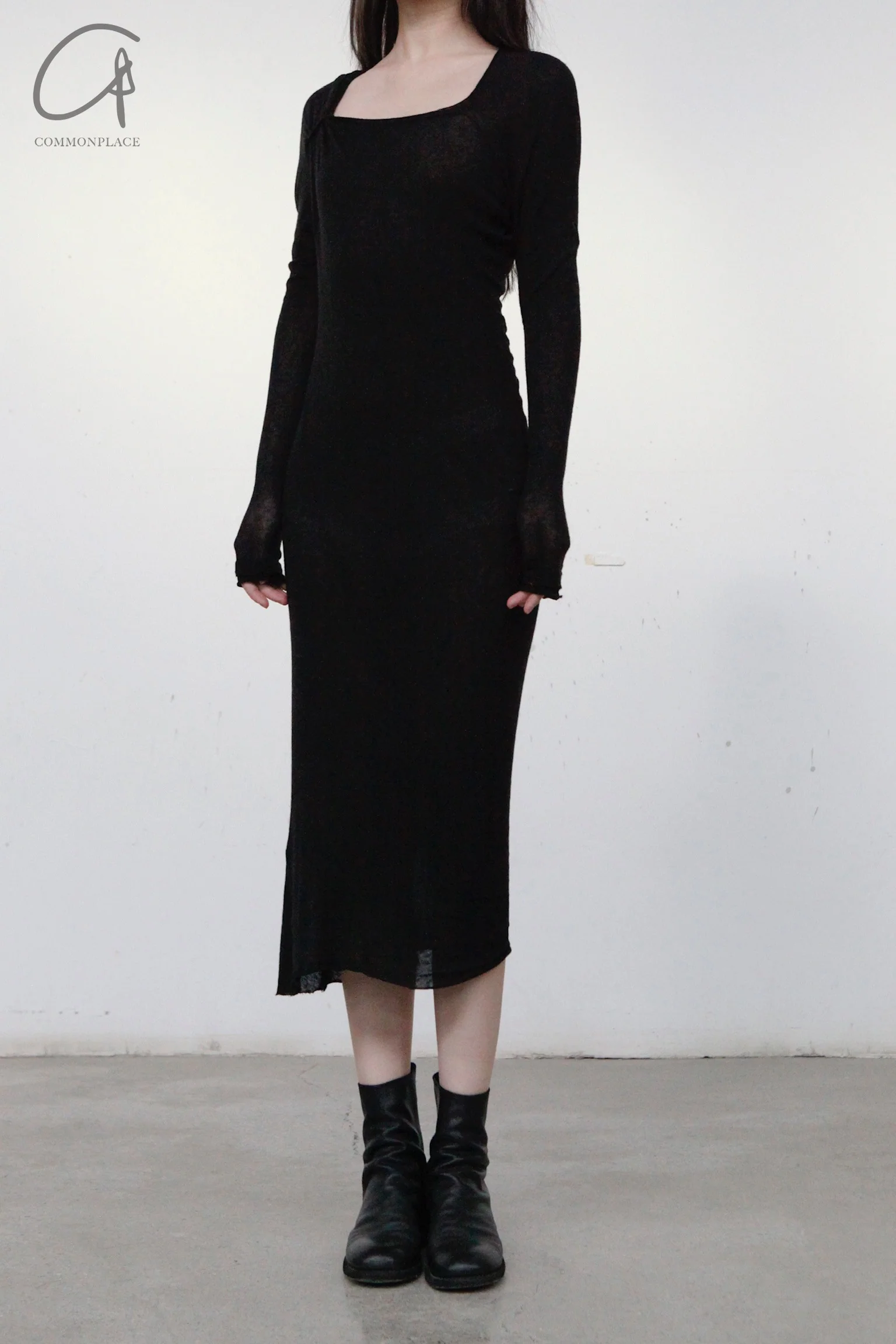 Marc Le Bihan Shoulder Fastest Long -sleeved Dress 2865 Black - Image 5