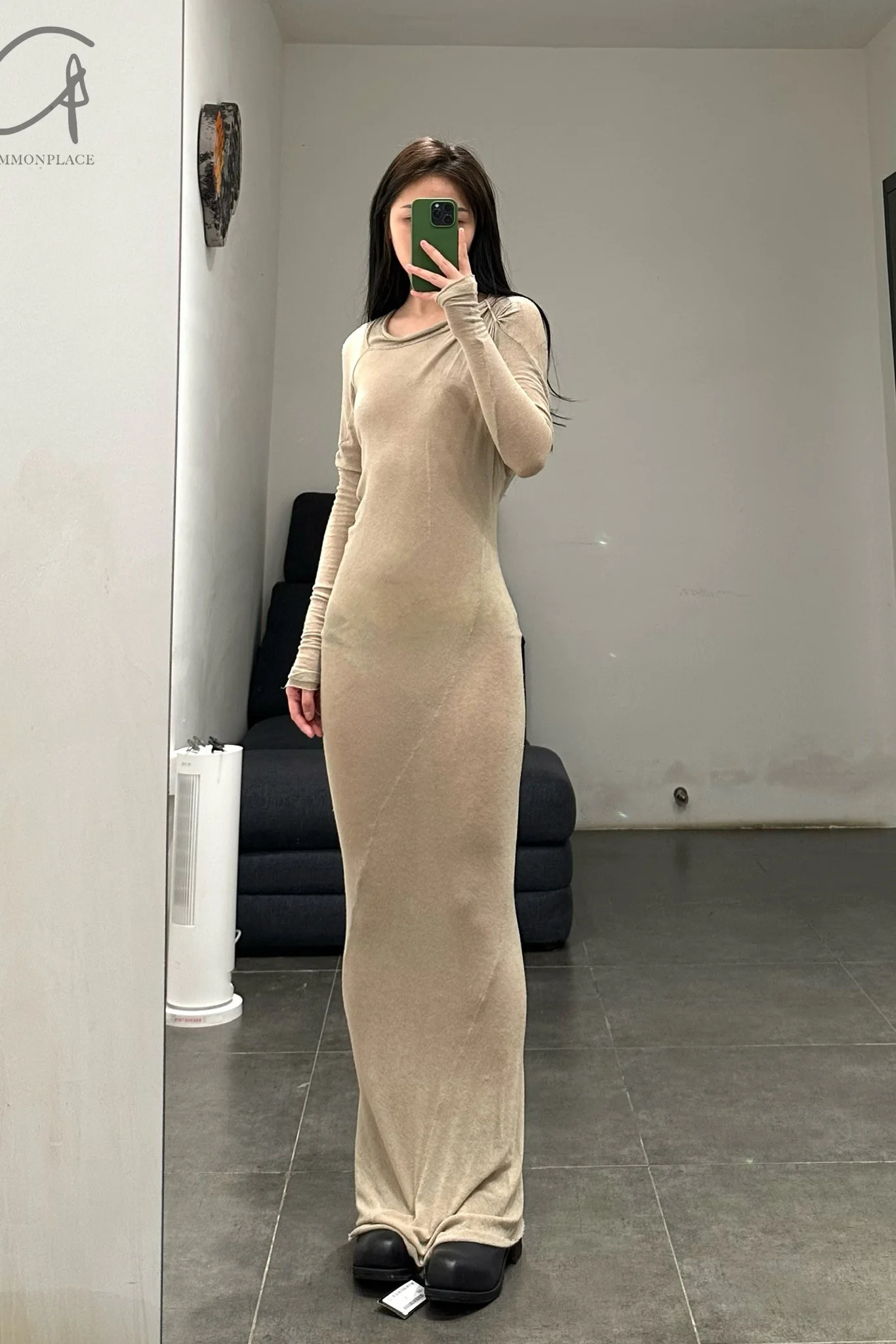 Marc Le Bihan Long-Sleeve Dress with Shoulder Ties, Collection 2864 MLB-2864-DLH TILLEUL, Pale Green-Yellow - Image 5