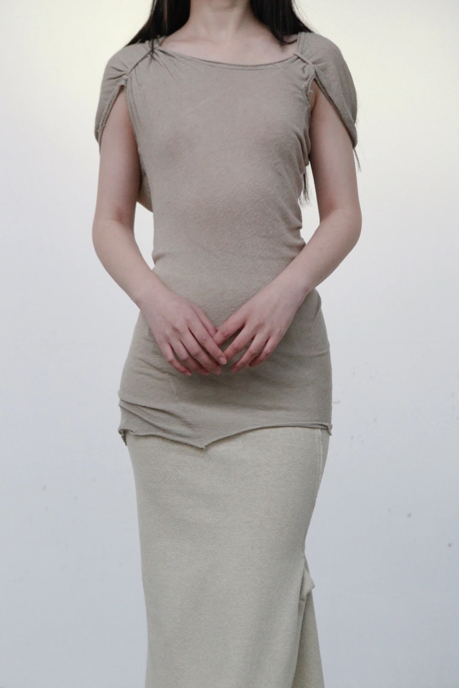 Marc le bihan shoulder lace -off asymmetric short sleeve top 2860 Tilleul - Image 6