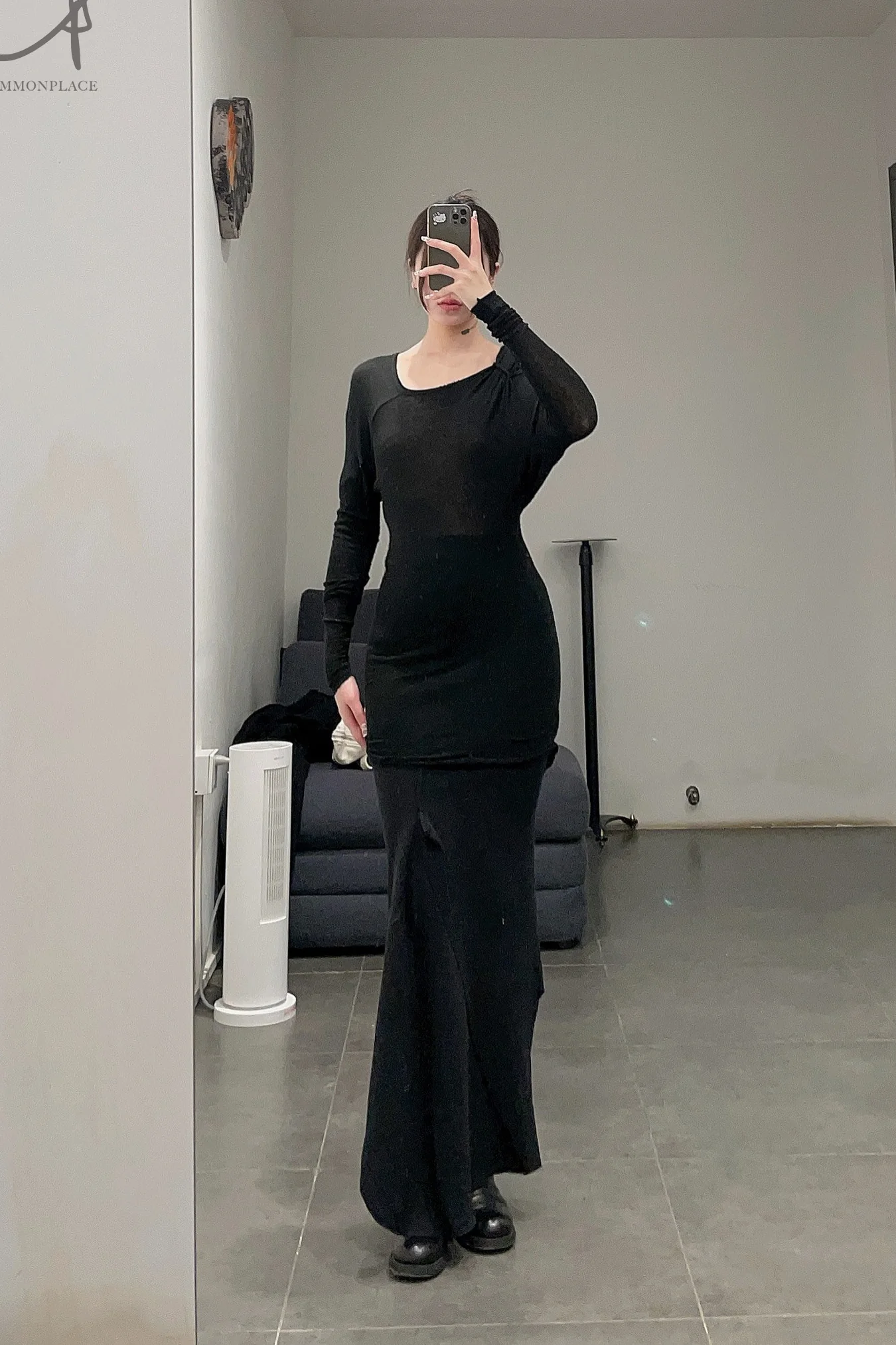 Marc Le Bihan Asymmetric Long Sleeve Top with Tie Shoulders 2861 MLB-2861-HEI Black - Image 8