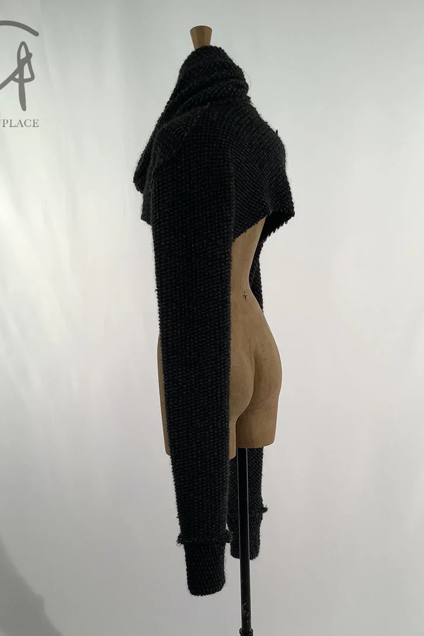 Marc Le Bihan Shoulder Sweater 2733 France Handmade MLB-2733-HEI Black - Image 6