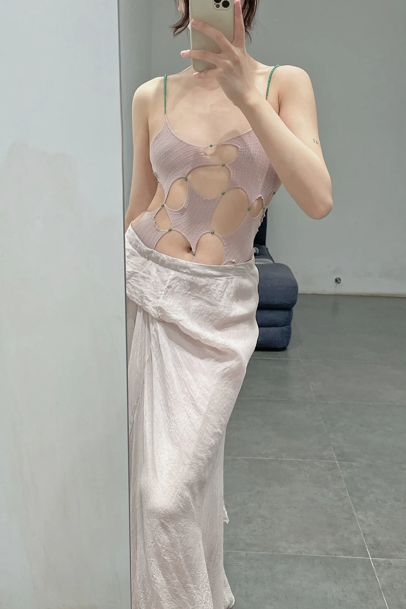 Marc Le Bihan irregular wrinkled silk skirt series 2503 deadwood rose - Image 12