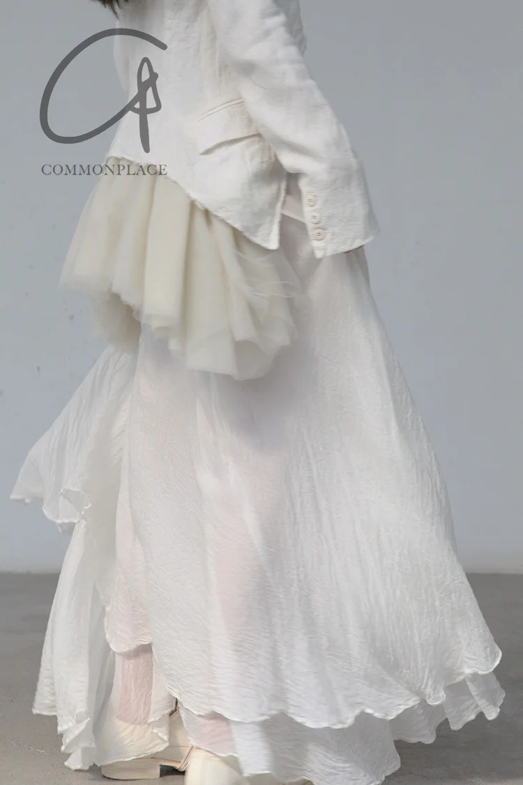 Marc Le Bihan irregular wrinkled silk skirt series 2503 MLB-2503-BAI white - Image 6