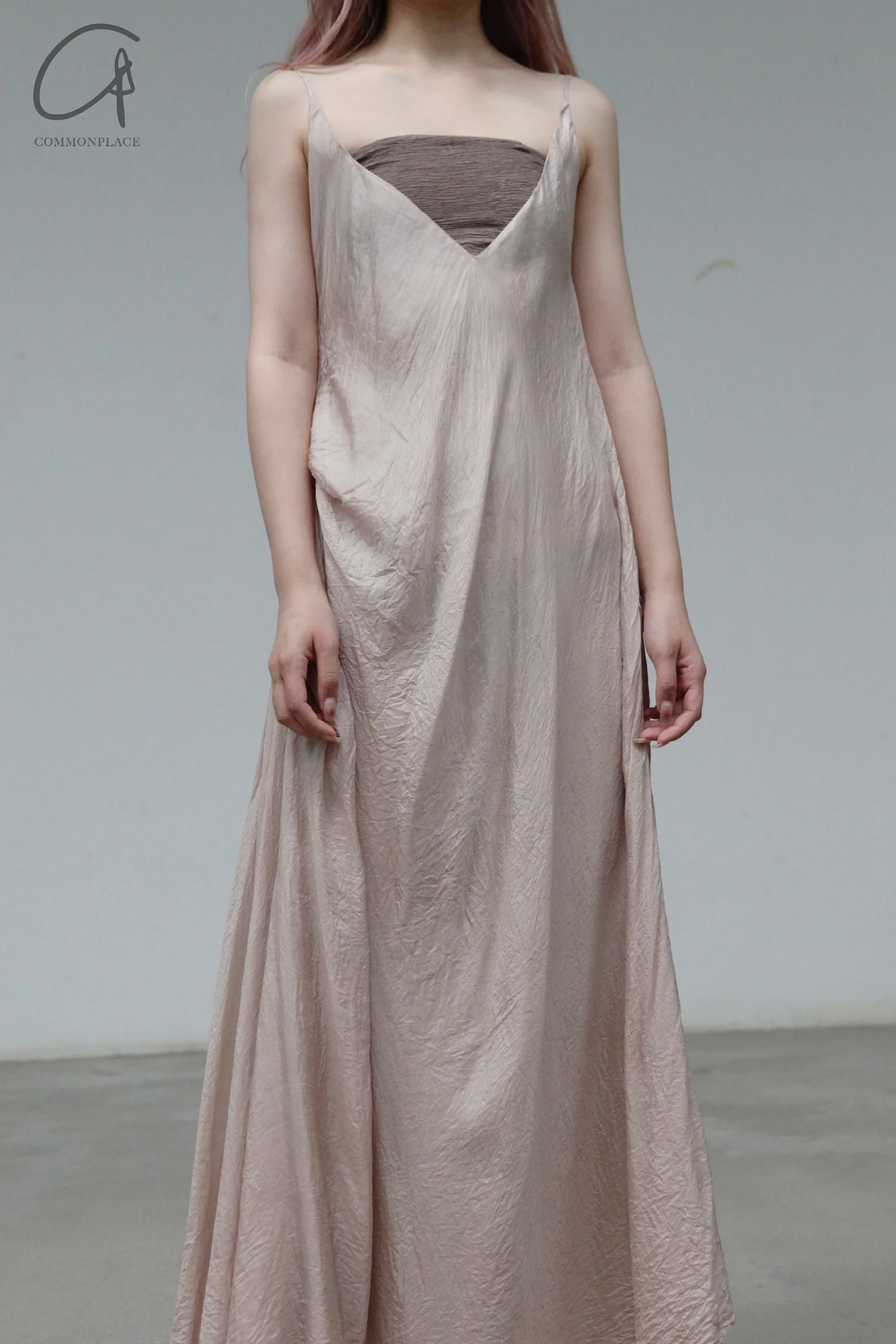 marc le bihan silk slip dress 2107 ROSE POUDRE rose red - Image 2