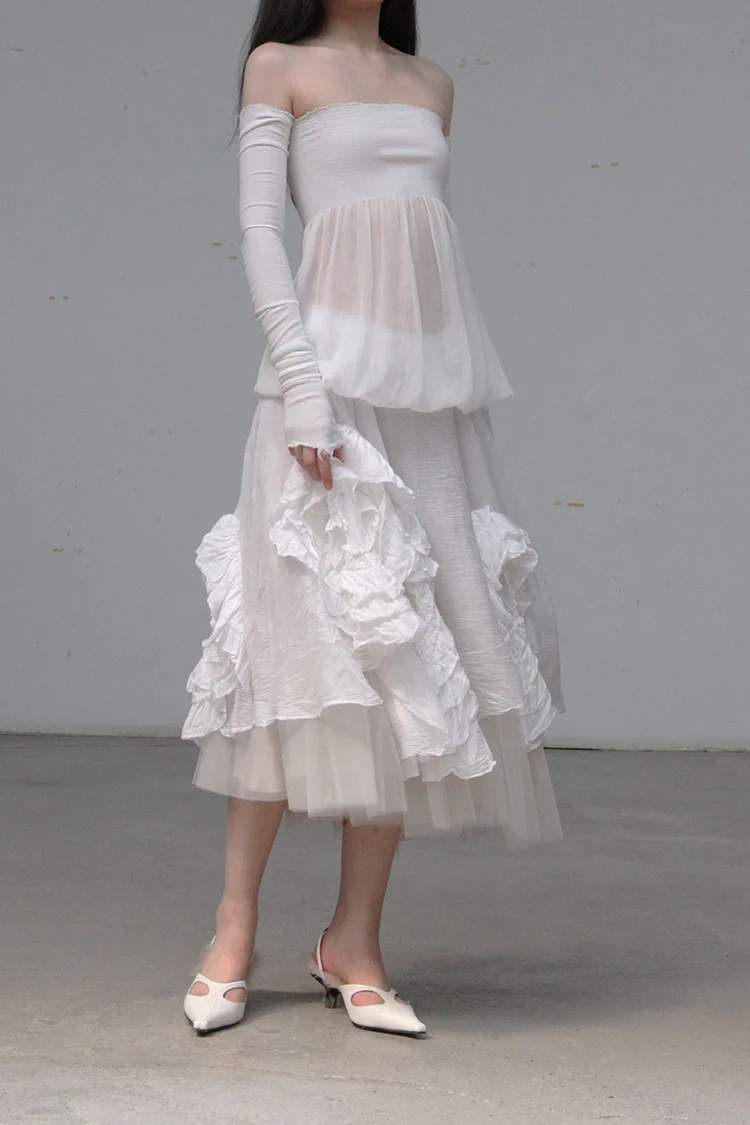 marc le bihan silk tulle floral skirt collection France MLB-2597-E21-BINGCHUAN 2597-E21 GLACIER - Image 10