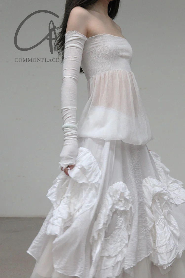 marc le bihan silk tulle floral skirt collection France MLB-2597-E21-BINGCHUAN 2597-E21 GLACIER - Image 15