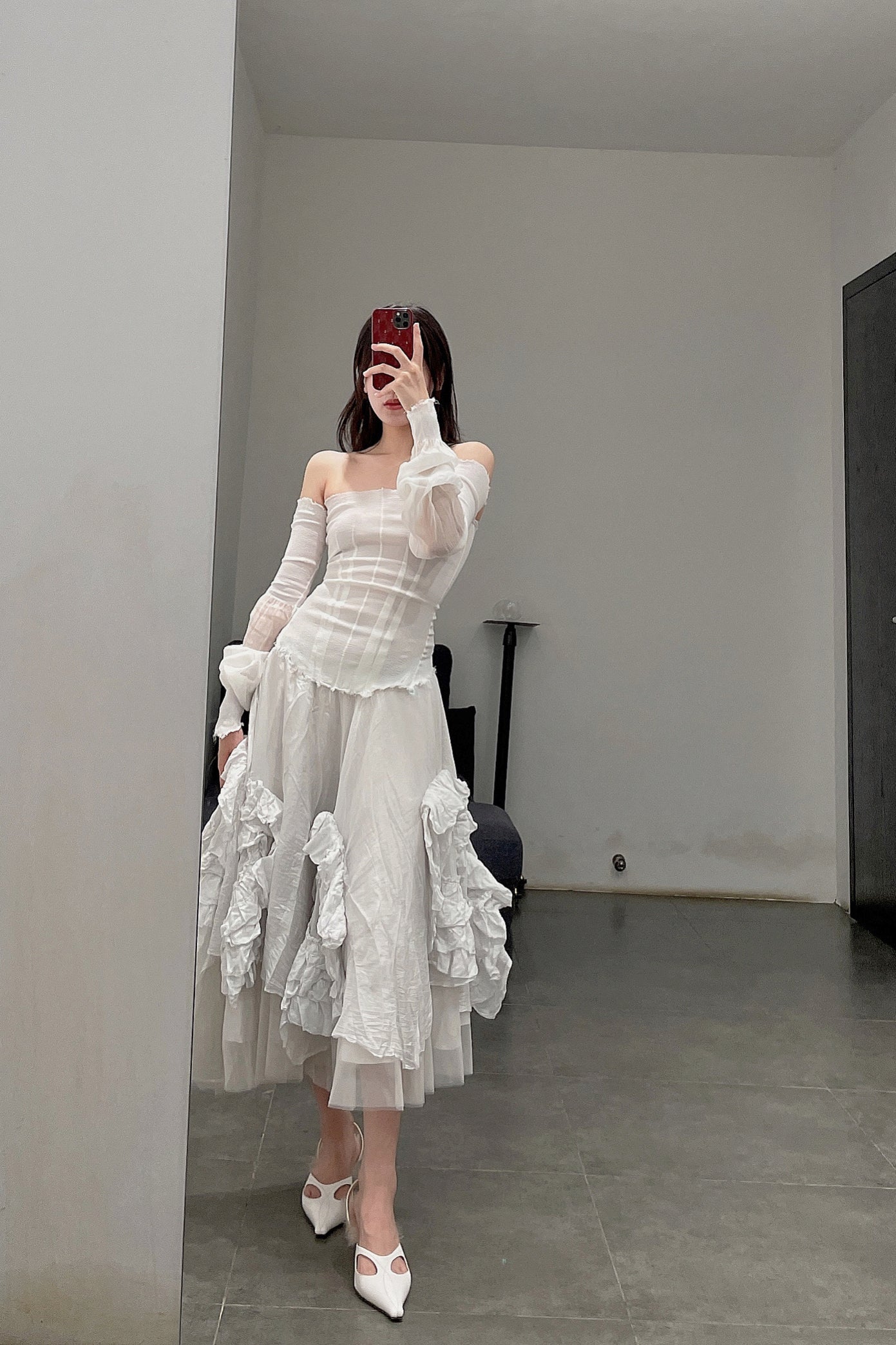 marc le bihan silk tulle floral skirt collection France MLB-2597-E21-BINGCHUAN 2597-E21 GLACIER - Image 22