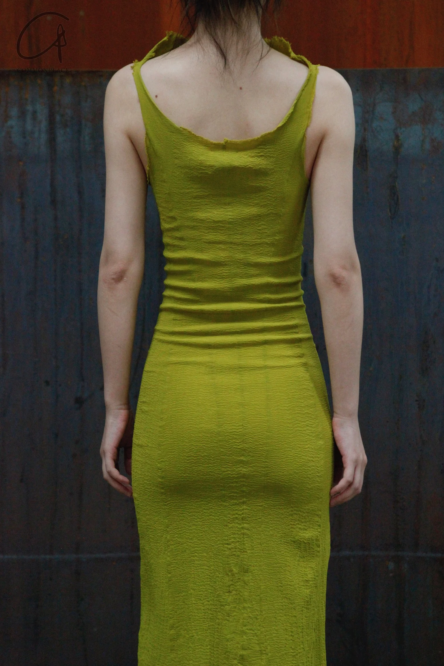 Marc Le Bihan Silk Shrink Stretch Sleeveless Dress 21967 Collection France MLB-21967 E23-ANIS - Image 3