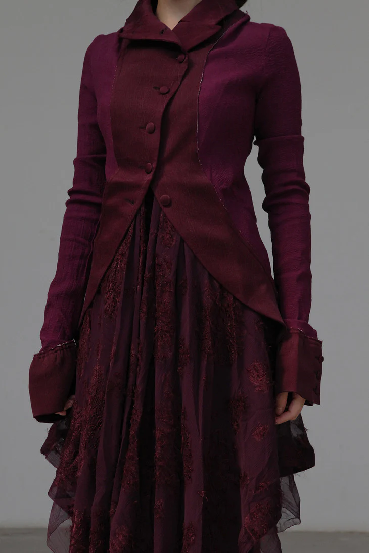 Marc Le Bihan Silky Long Sleeve Jacket Collection Highly Handcrafted France MLB-22914-ZI Purple PMLB3 - Image 6