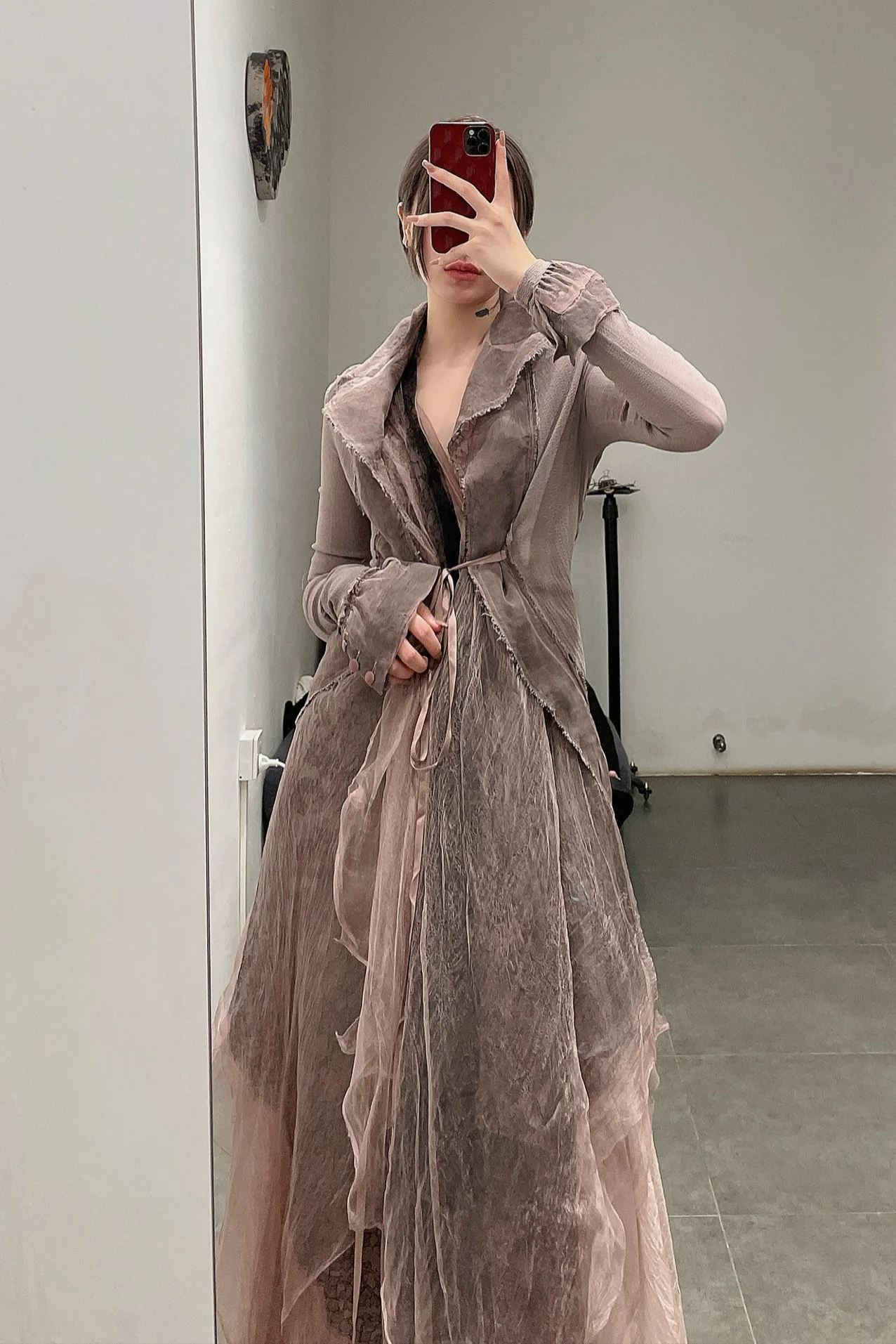 marc le bihan patchwork silk tuxedo skirt 22917 VIEUX ROSE old rose PMLB3 - Image 12