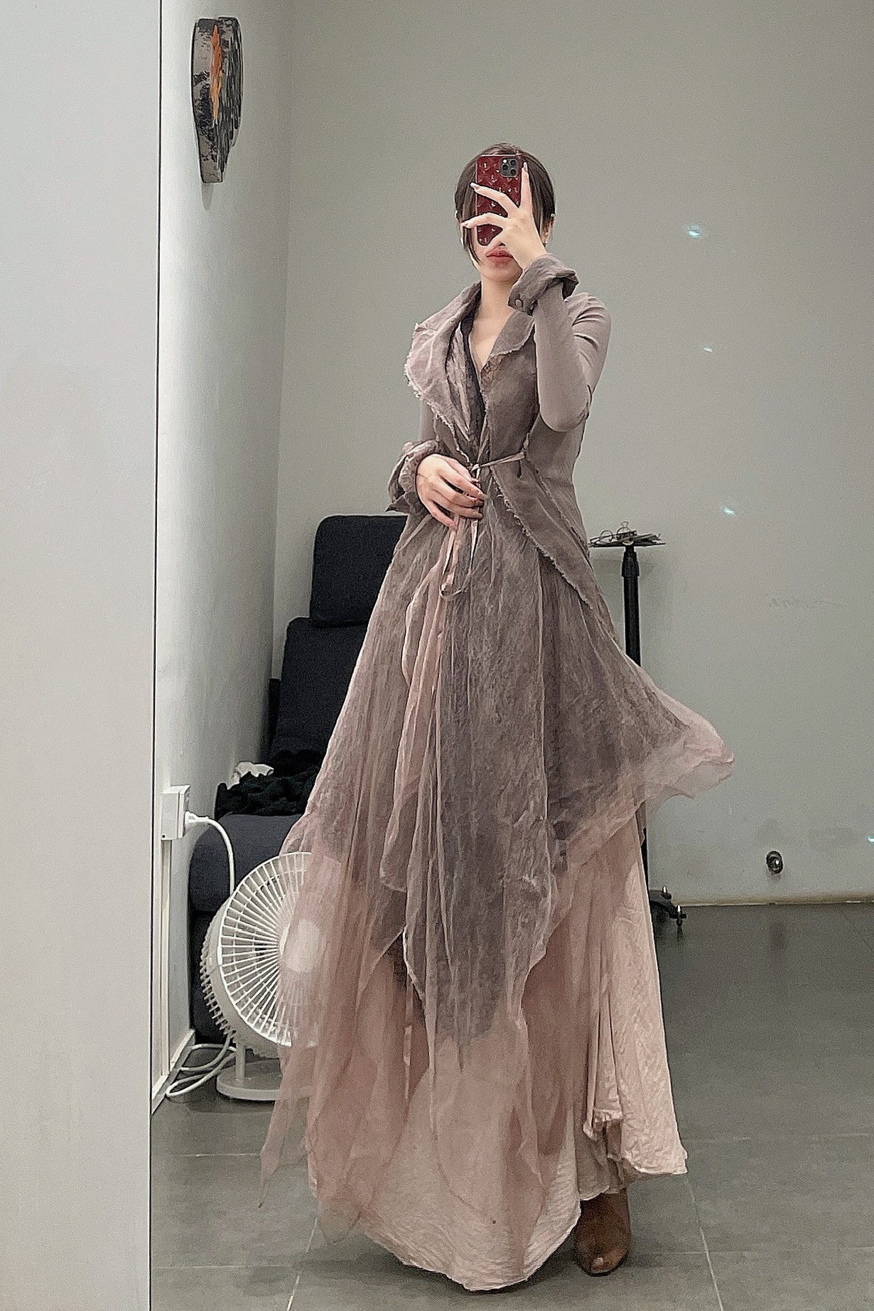 marc le bihan patchwork silk tuxedo skirt 22917 VIEUX ROSE old rose PMLB3 - Image 14