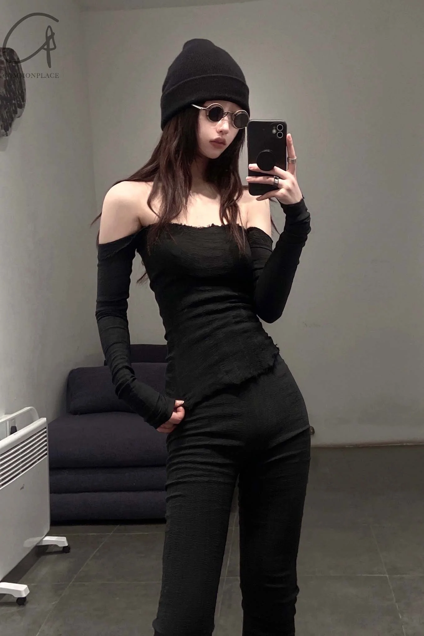 Marc Le Bihan 26916 Flat Shoulder Stretch Bottoming Tube Top T-Shirt French Handmade MLB-26916-HEI Black - Image 14