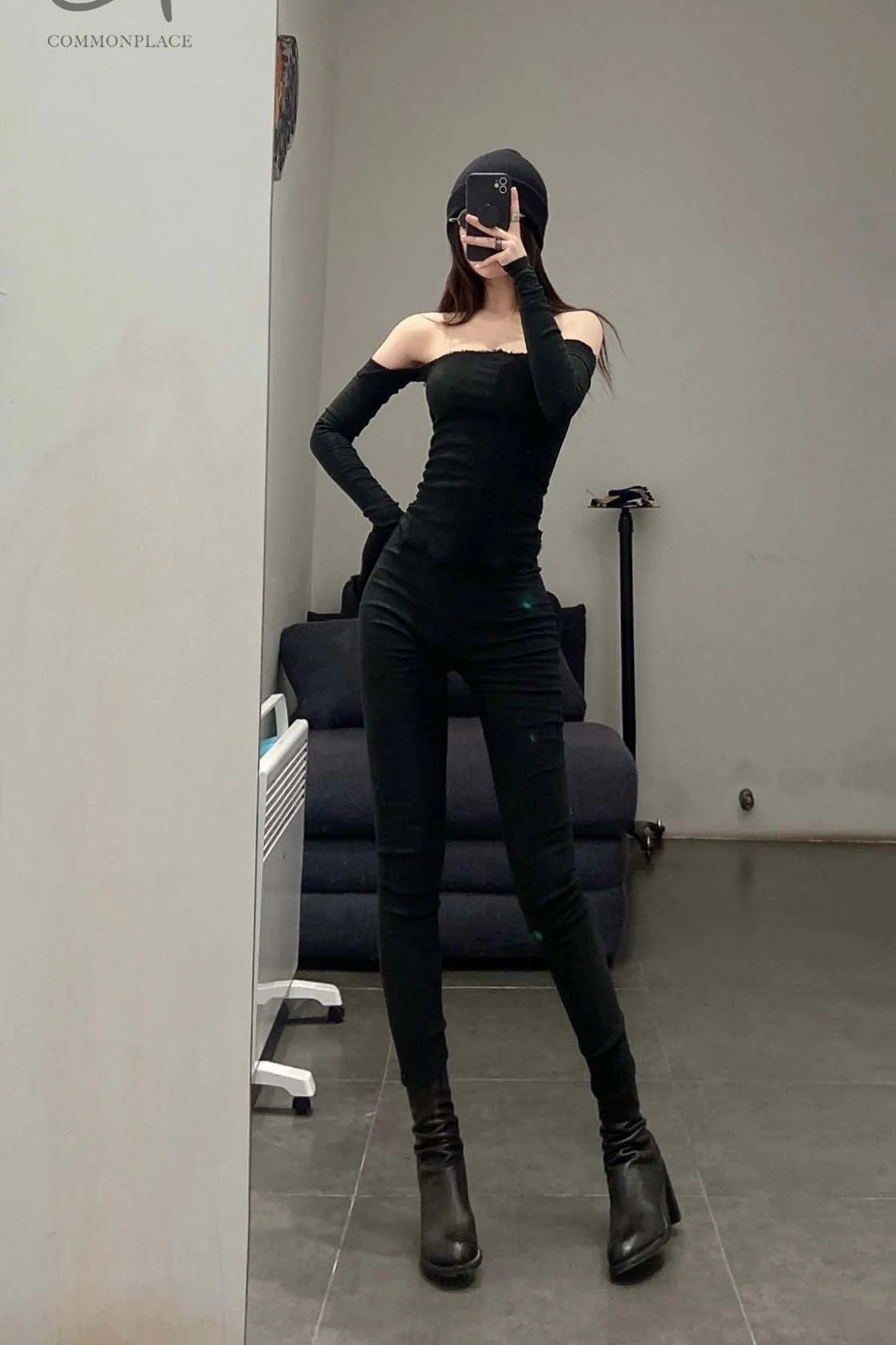 Marc Le Bihan 26916 Flat Shoulder Stretch Bottoming Tube Top T-Shirt French Handmade MLB-26916-HEI Black - Image 15
