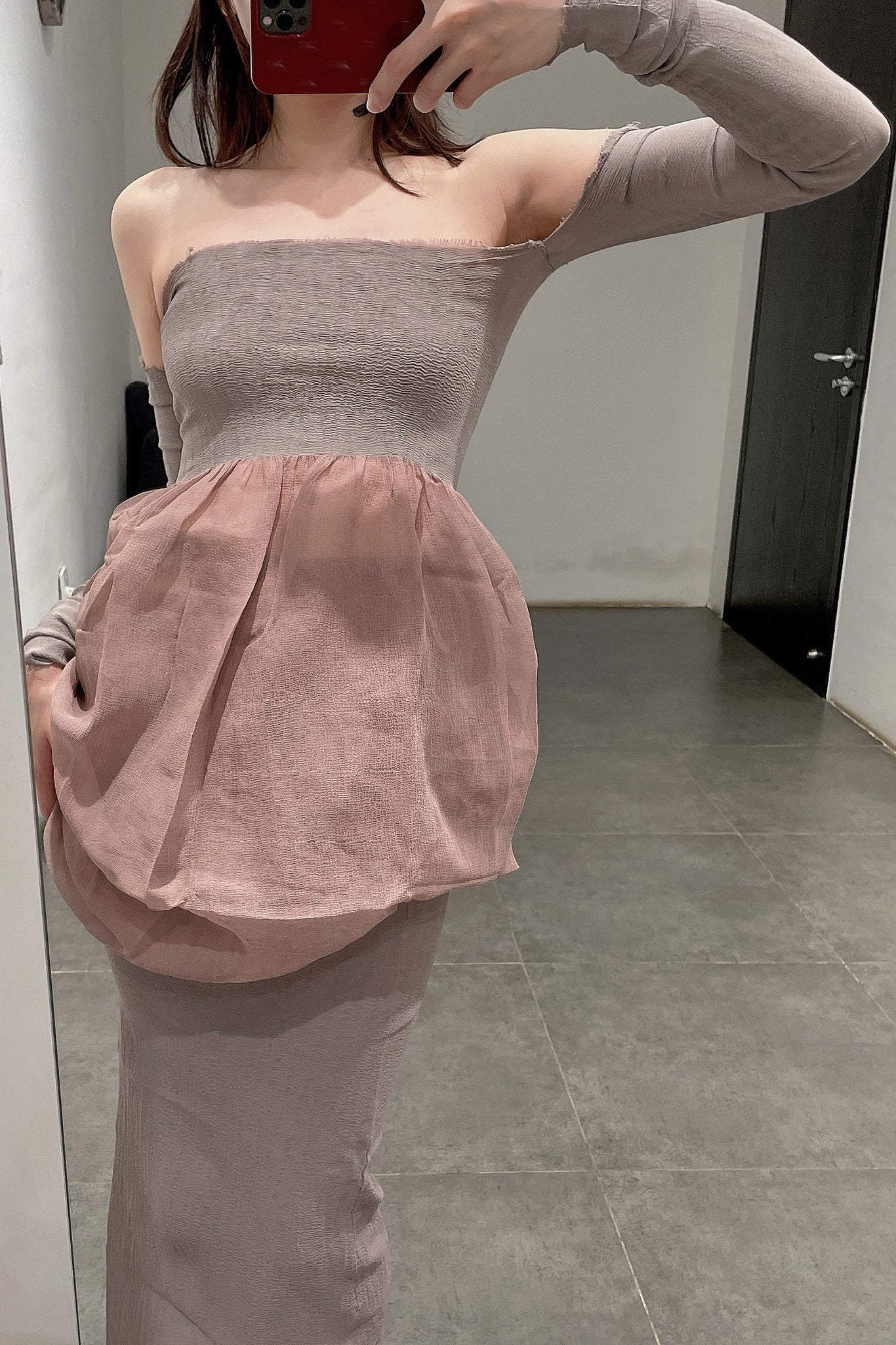 marc le bihan strapless tube top dress 21944-E21 BOIS DE ROSE wood rose - Image 6