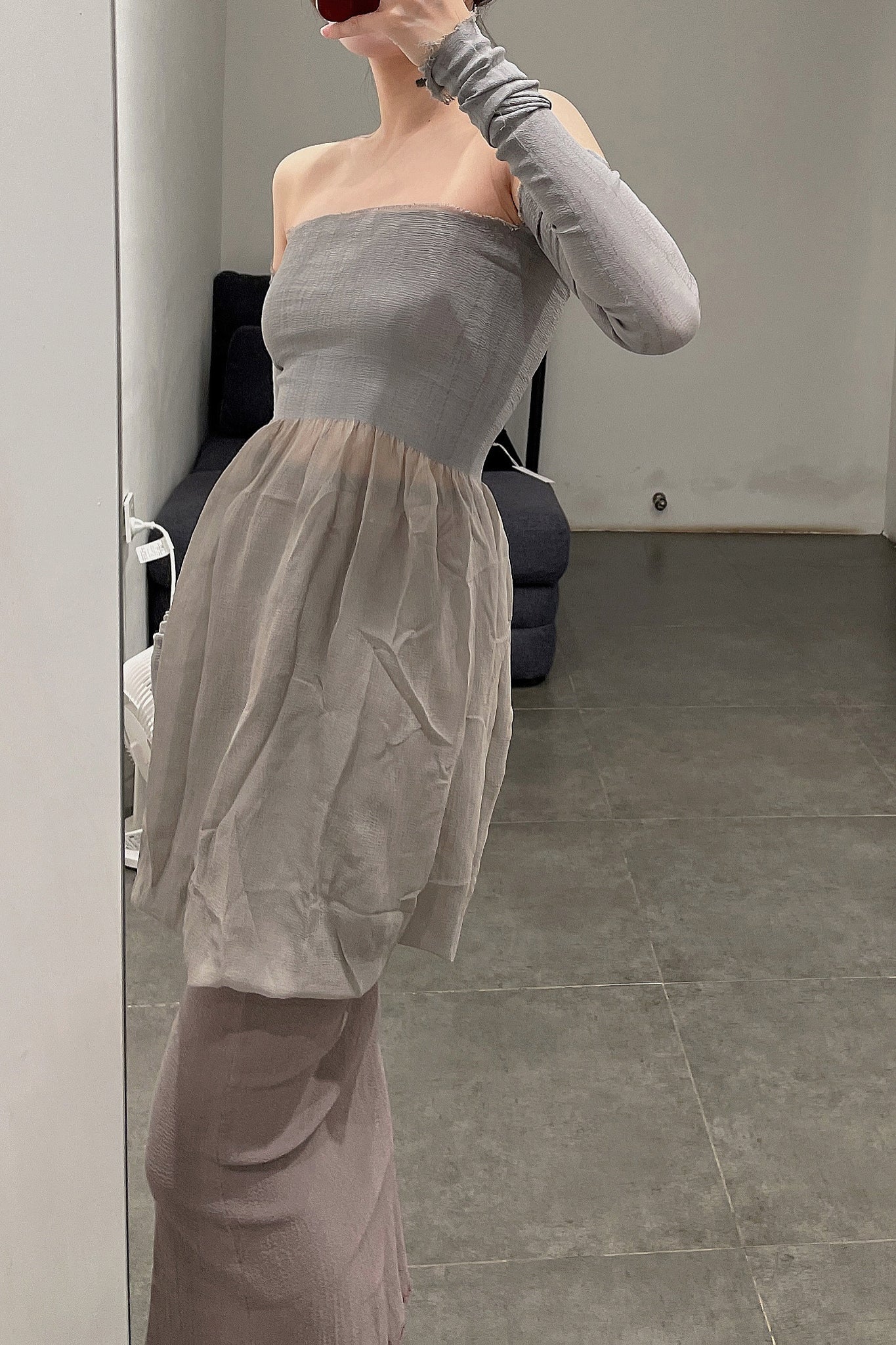 marc le bihan strapless tube top dress 21944-E21 GREY - Image 7