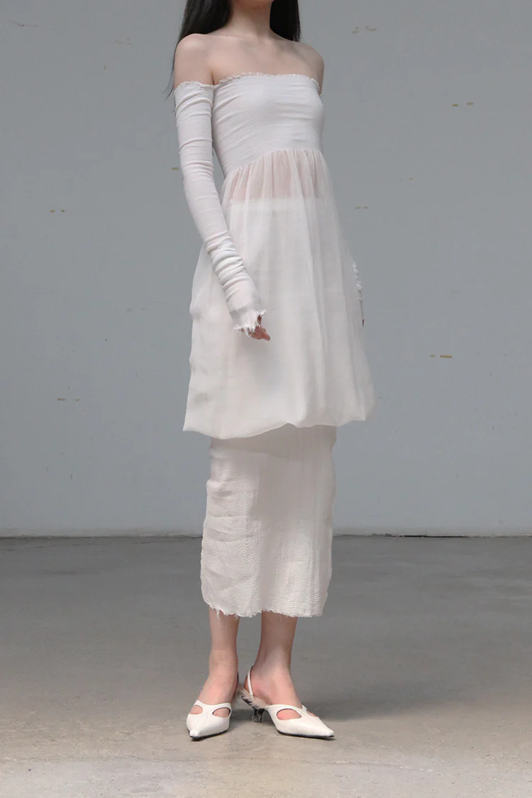 marc le bihan strapless tube top dress MLB-21944-BAI WHITE - Image 2
