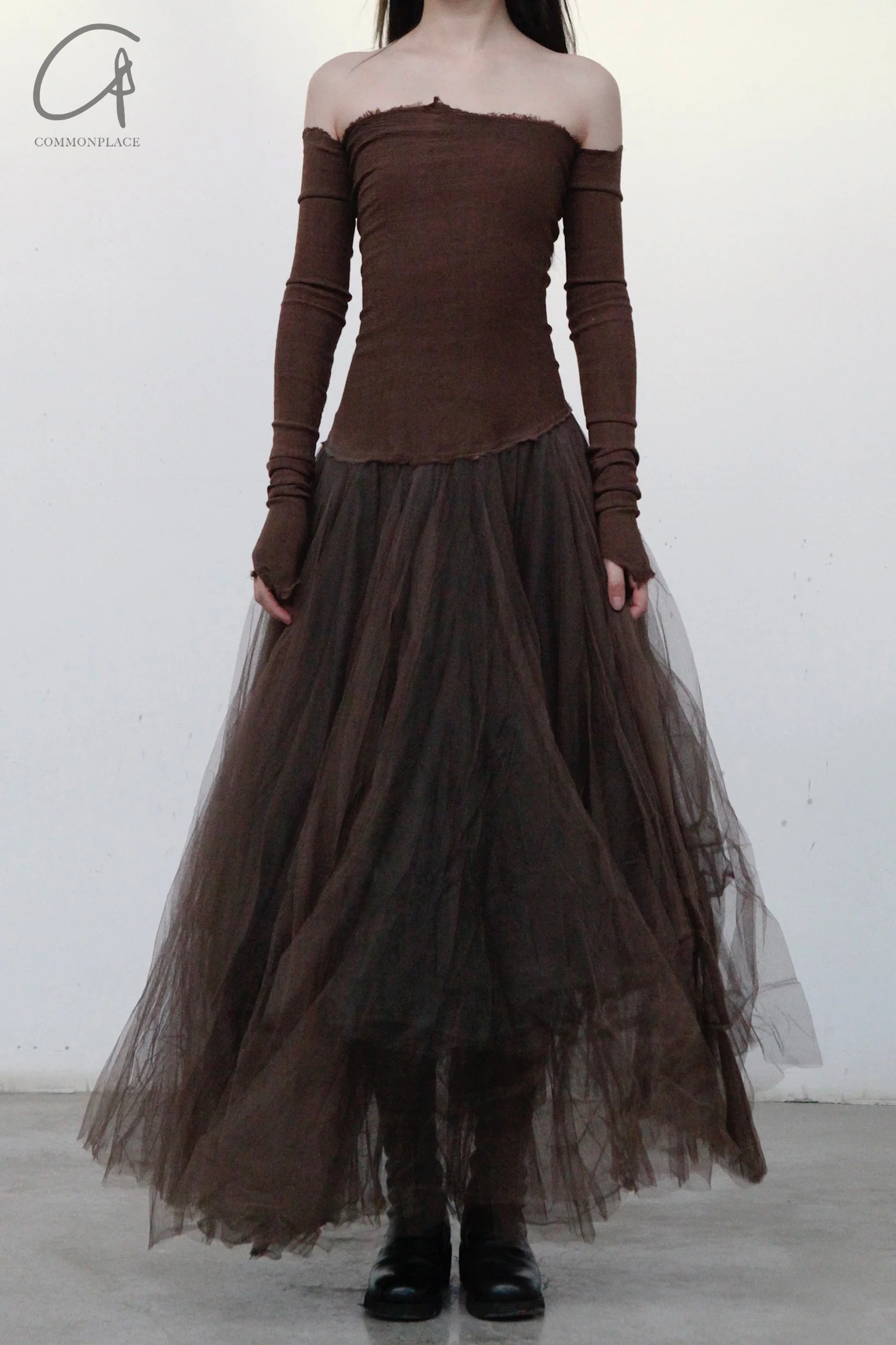 Marc Le Bihan 21908 Shrink Silk Ballet Dress Flat Shoulder Series Triple Tulle Skin-friendly MLB-21908-SHENHE Dark Brown - Image 5