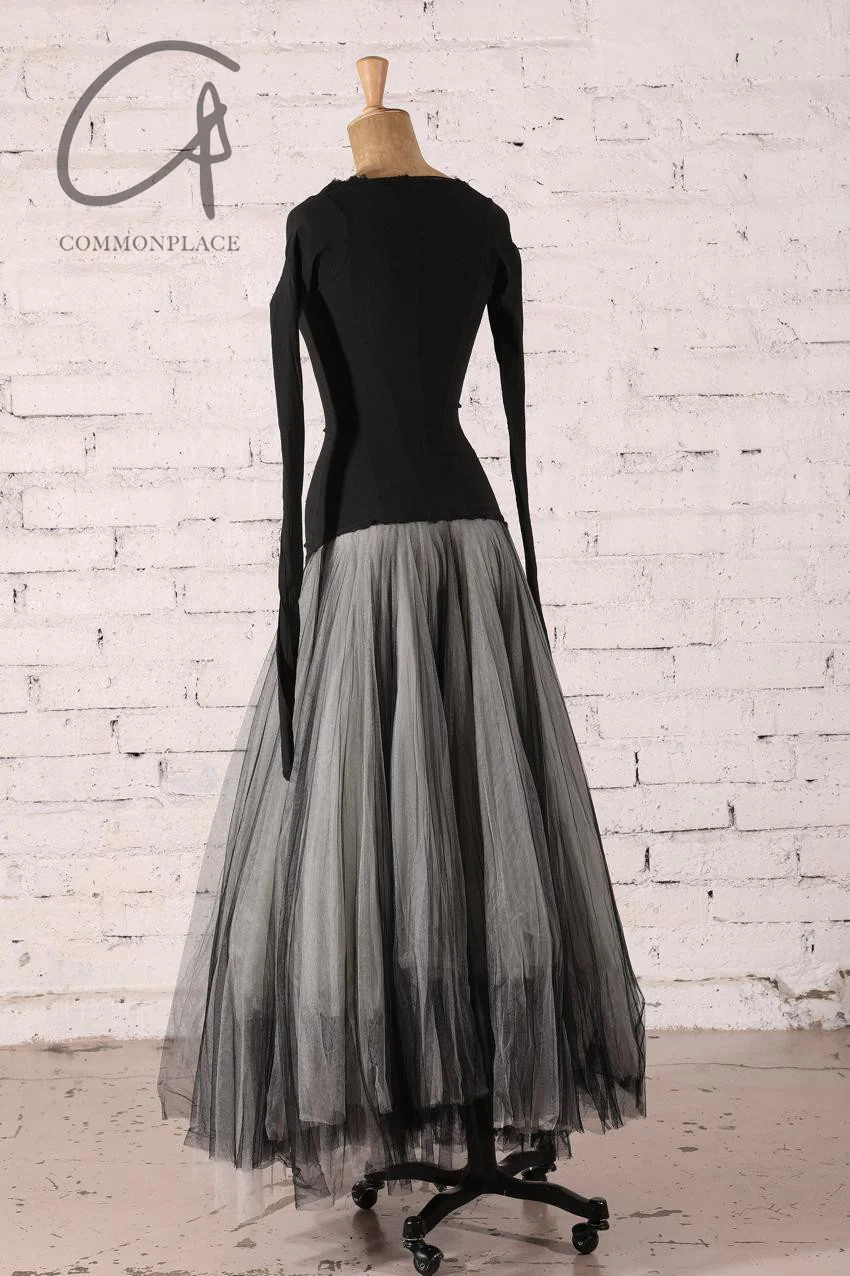 marc le bihan stretch dress 21909 BLACK/PEARL GREY black/pearl grey - Image 5