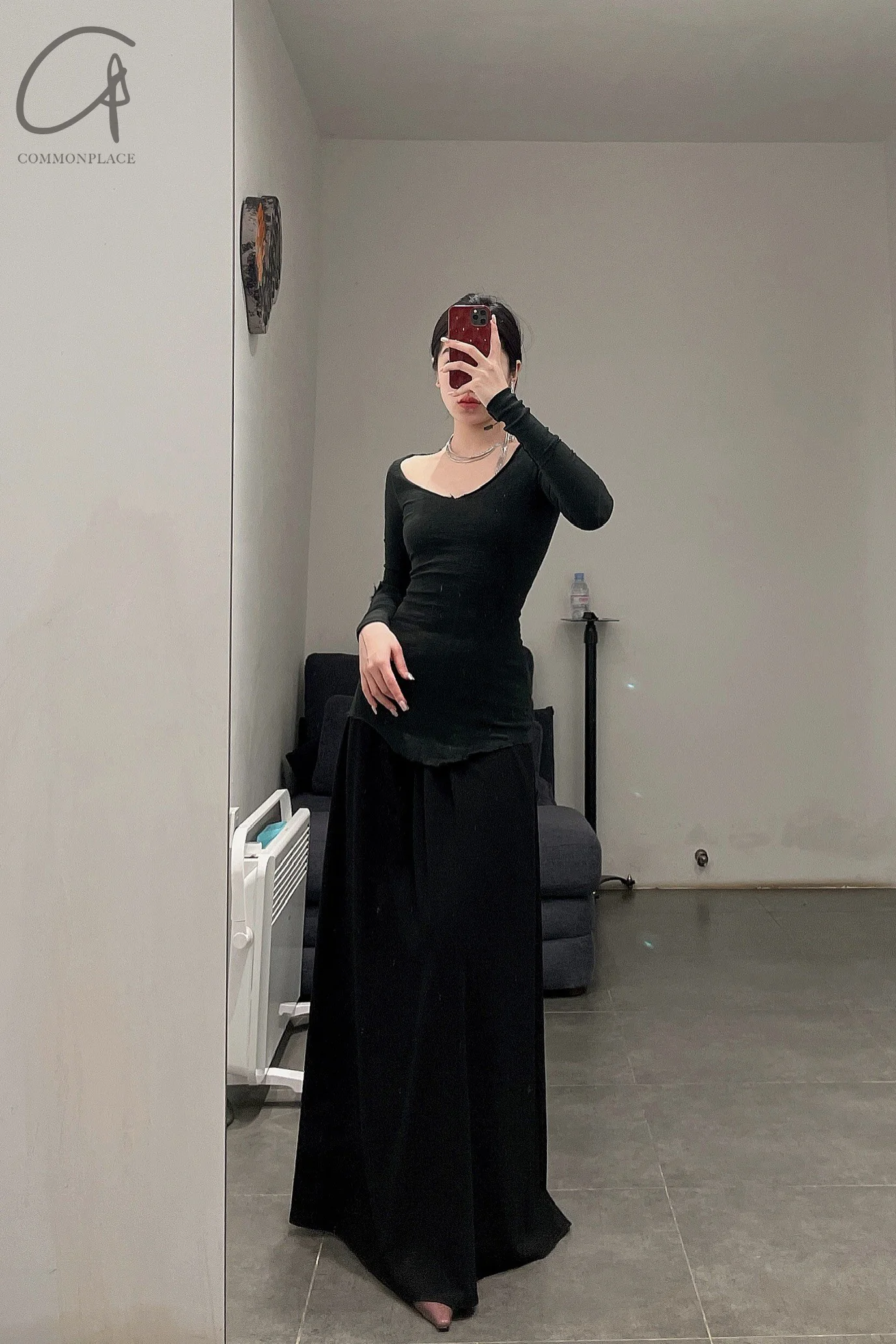 Marc Le Bihan 26909 V-neck tight stretch top 10 meters silk shrink MLB-26909-E21-HEI Black 26909-E21 - Image 7