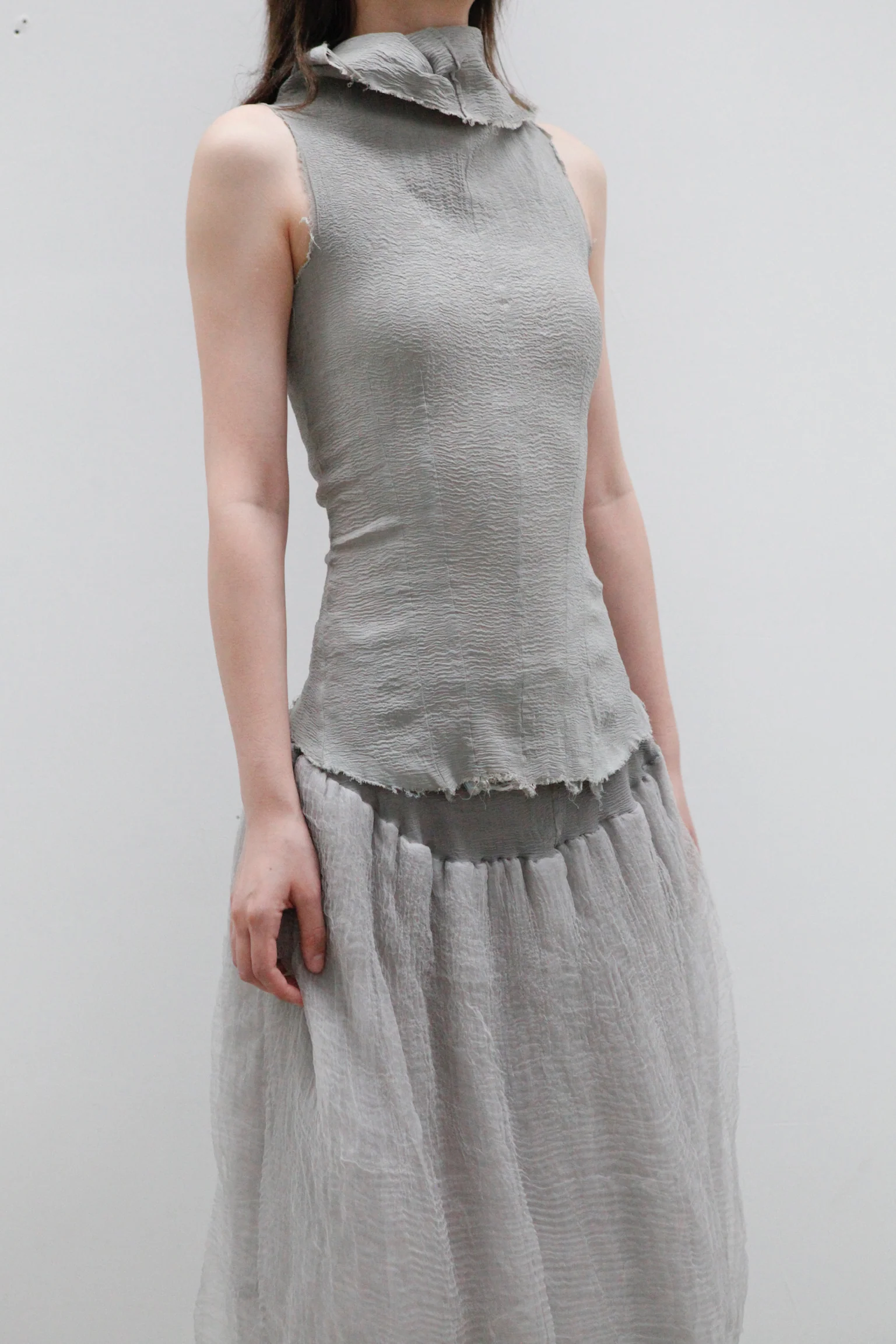 Marc Le Bihan Silk Shrink Turtleneck Top 26951 Series MLB-26951 E23-JN mastic 26951 E23 - Image 2