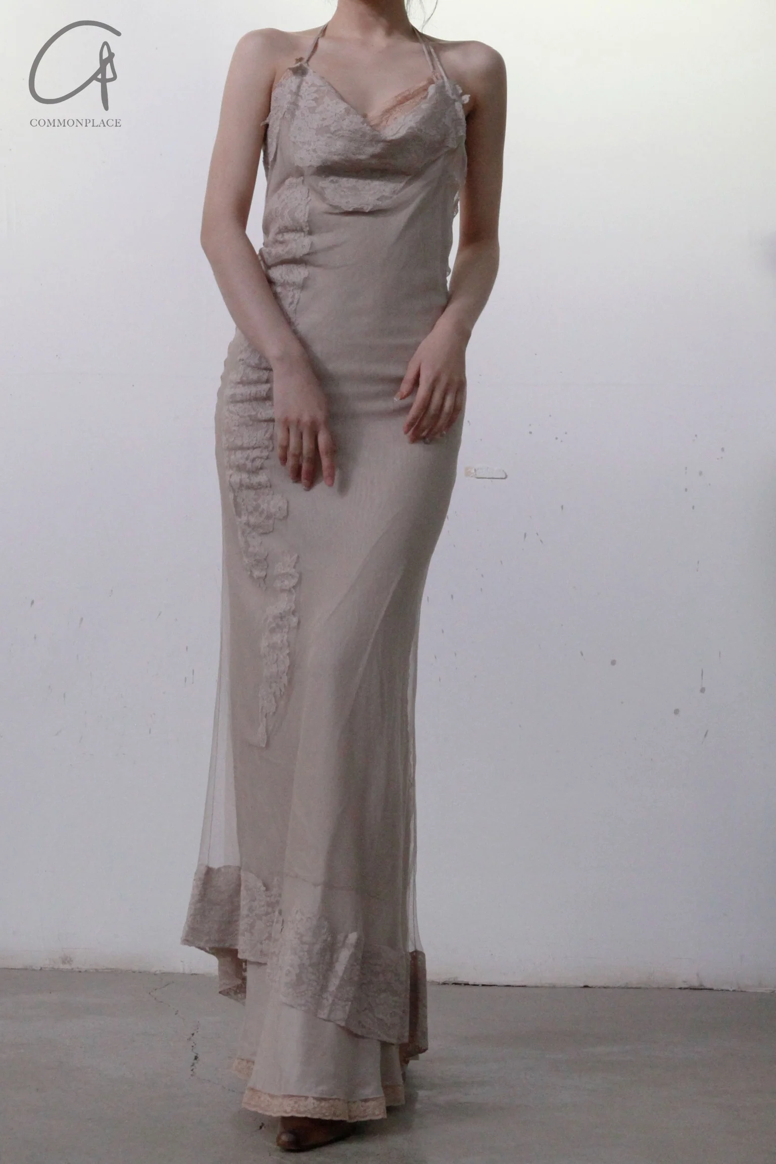 marc le bihan two-piece embellished maxi dress 21221 BEIGE - Image 4