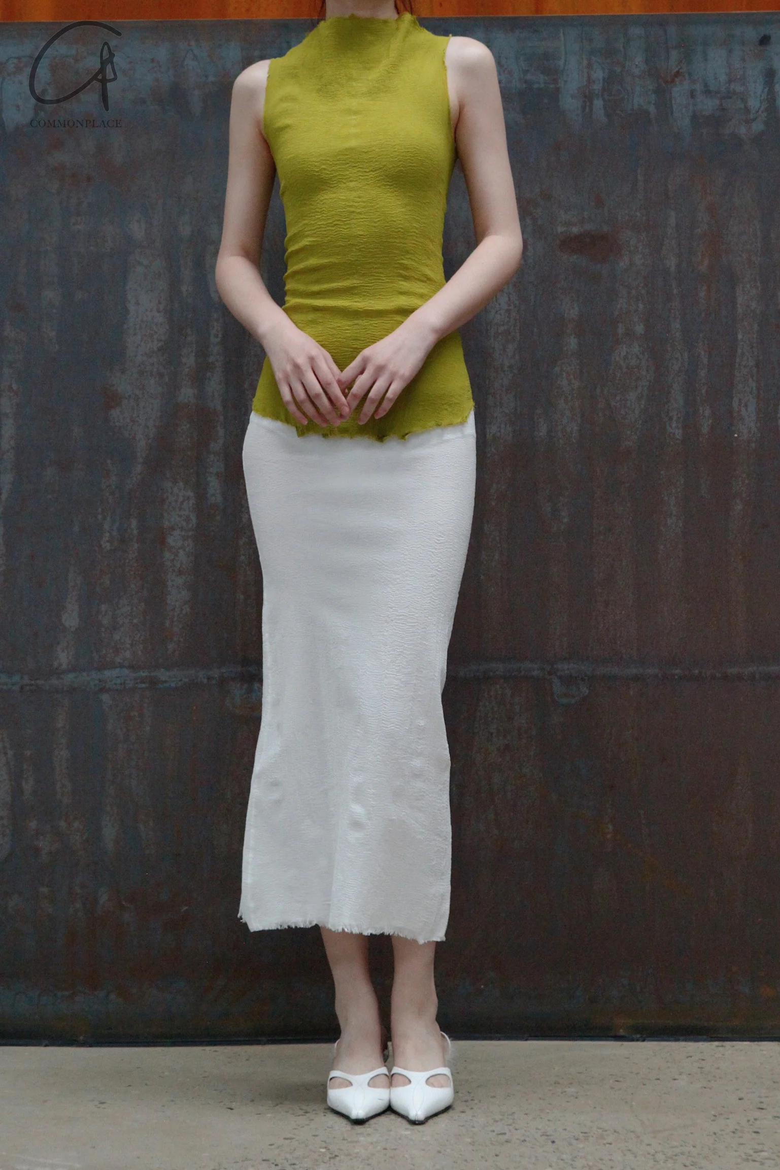 Marc le bihan silk stretch vest 26954 series handmade in France MLB-26954 E23-ANIS 26954 E23 - Image 2
