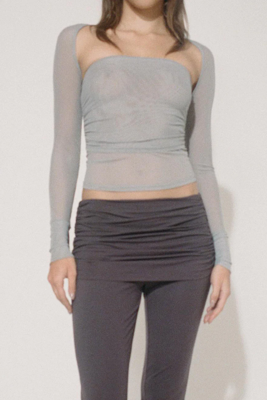 MIAOU 24 Autumn and Winter Freely Disassembled Multi-wear T-shirt MAU-7112PM2SMO-YANHUI Smoke Gray - Image 5