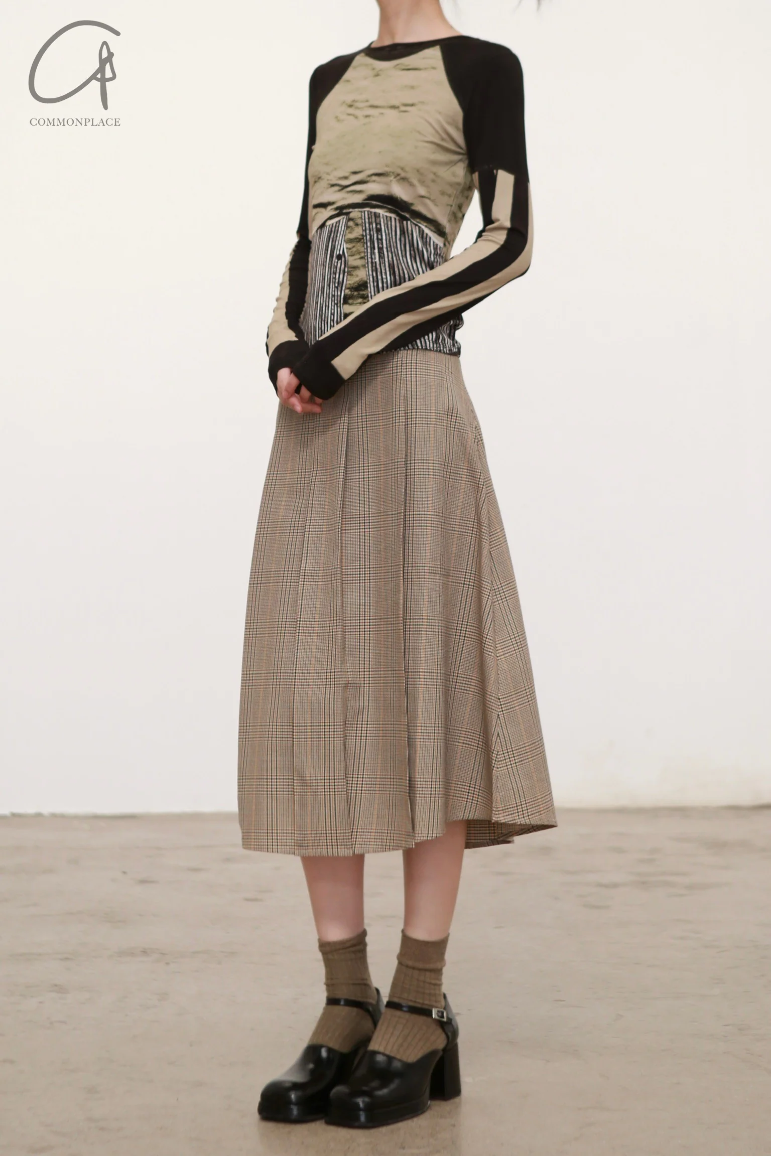 MIAOU 24 Autumn and Winter Lace Corset/Skirt MAU-4055BCWBRC-BROWN CHECK Plaid Long Skirt MAU-7063PSWPSW - Image 12
