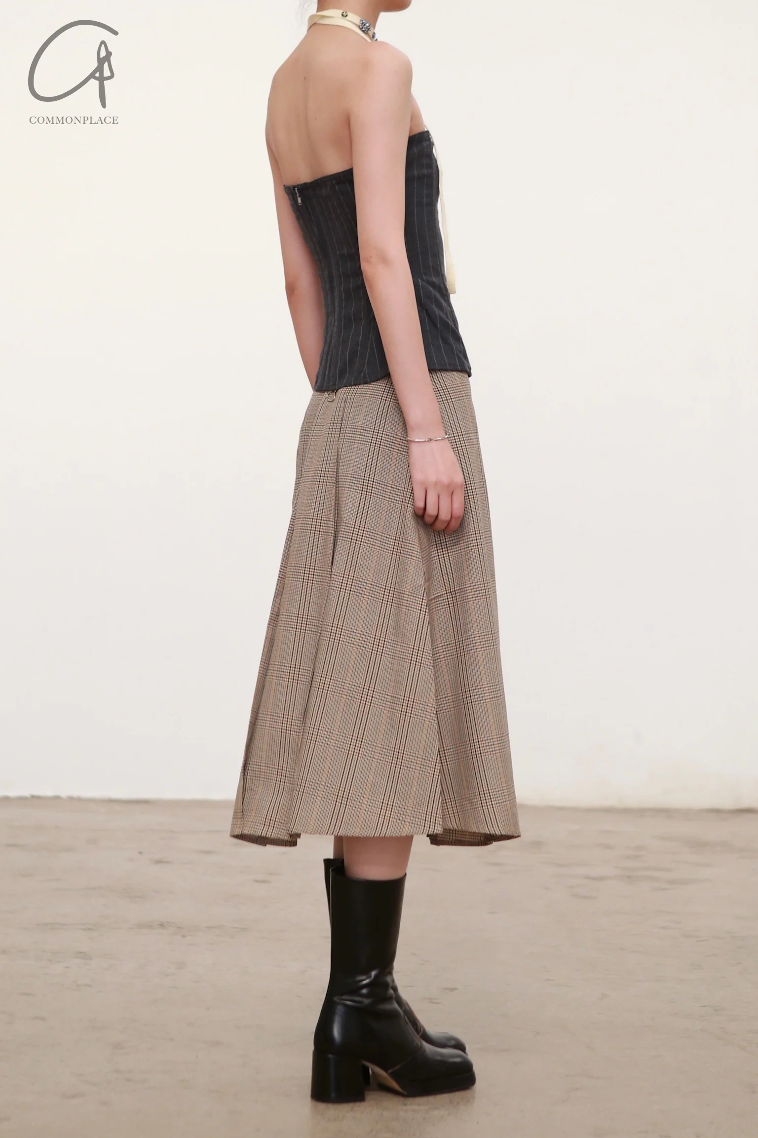 MIAOU 24 Autumn and Winter Lace Corset/Skirt MAU-4055BCWBRC-BROWN CHECK Plaid Long Skirt MAU-7063PSWPSW - Image 5