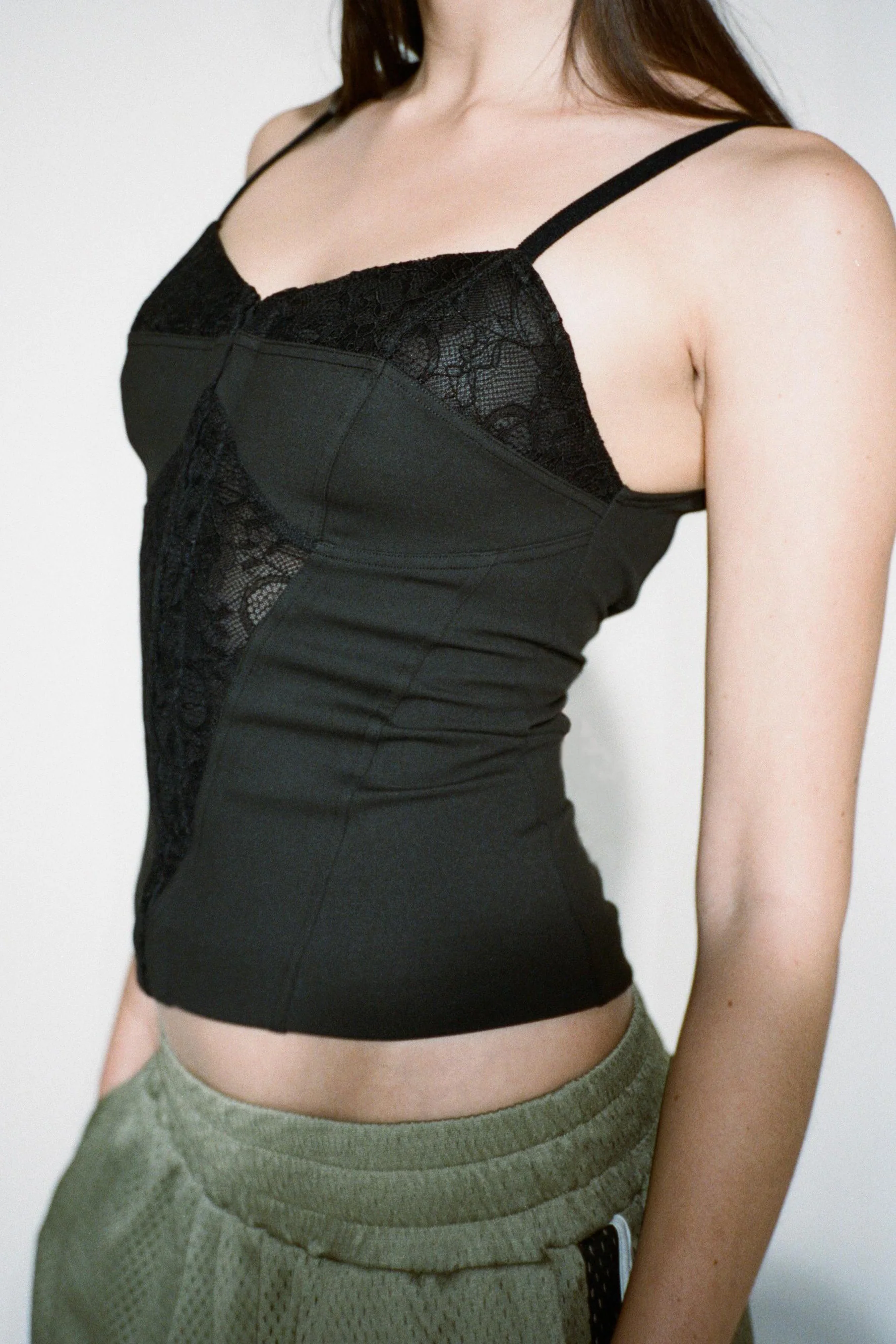 MIAOU 24 Autumn and Winter Lace Splicing Suspender Tube Top MAU-7144SHJBLK-HEI Black - Image 2