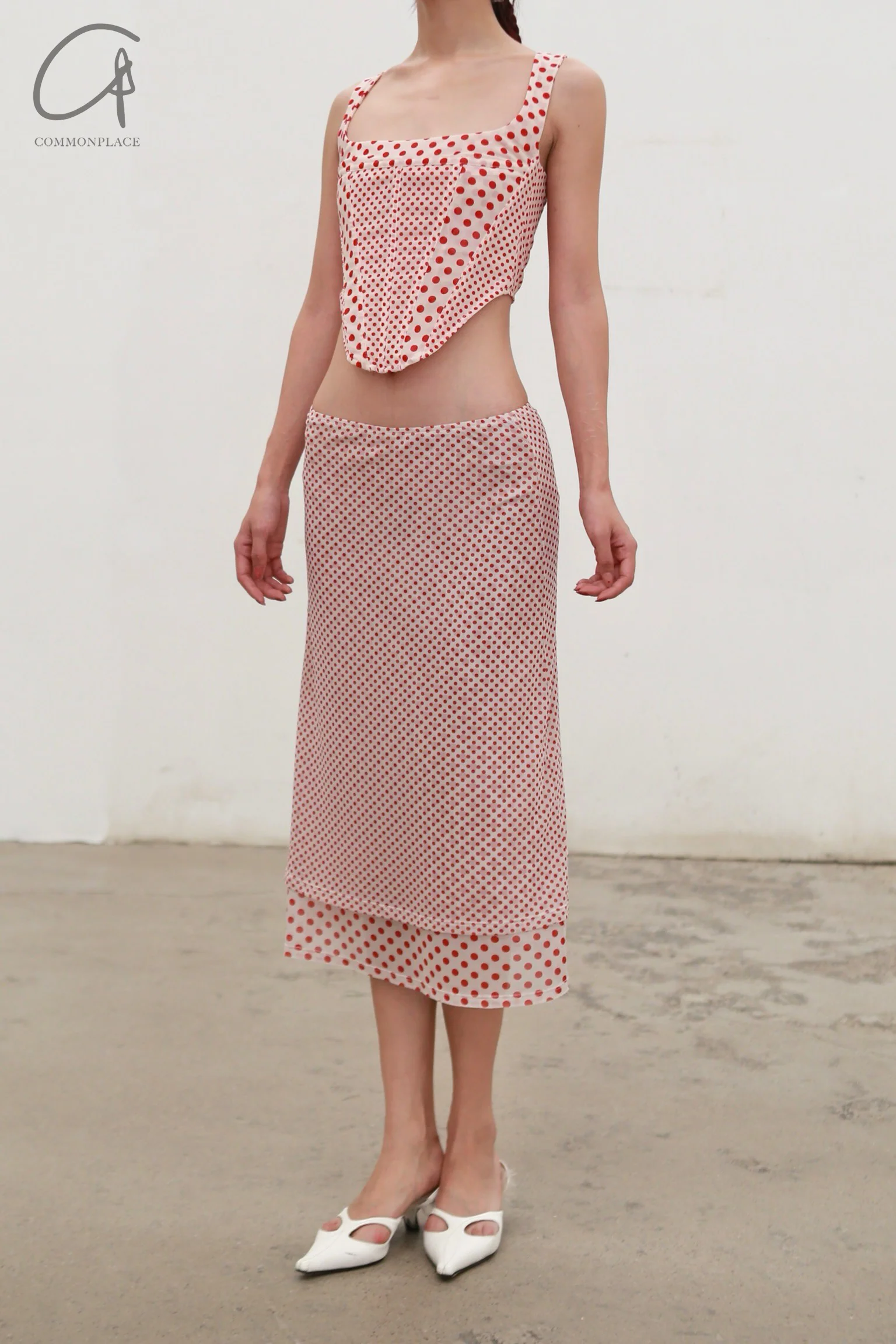 MIAOU 24 autumn and winter Maria polka dot suit MAU-4064PM2WPD-BYD white polka dot skirt - Image 3