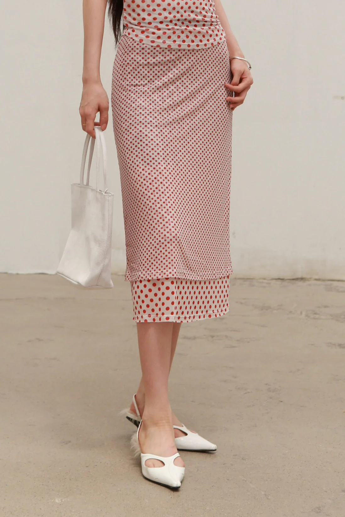 MIAOU 24 autumn and winter Maria polka dot suit MAU-4064PM2WPD-BYD white polka dot skirt - Image 6