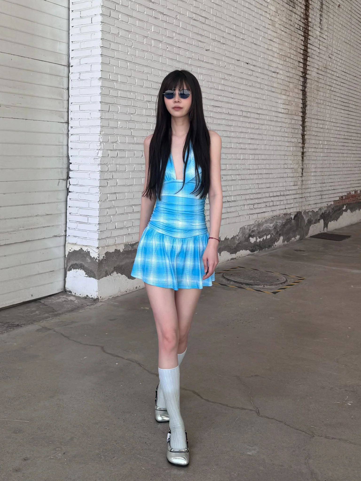 MIAOU 25 Spring/Summer NATALIA Dress MAU-5061SVIGGT-GZLSS Plaid - Image 7