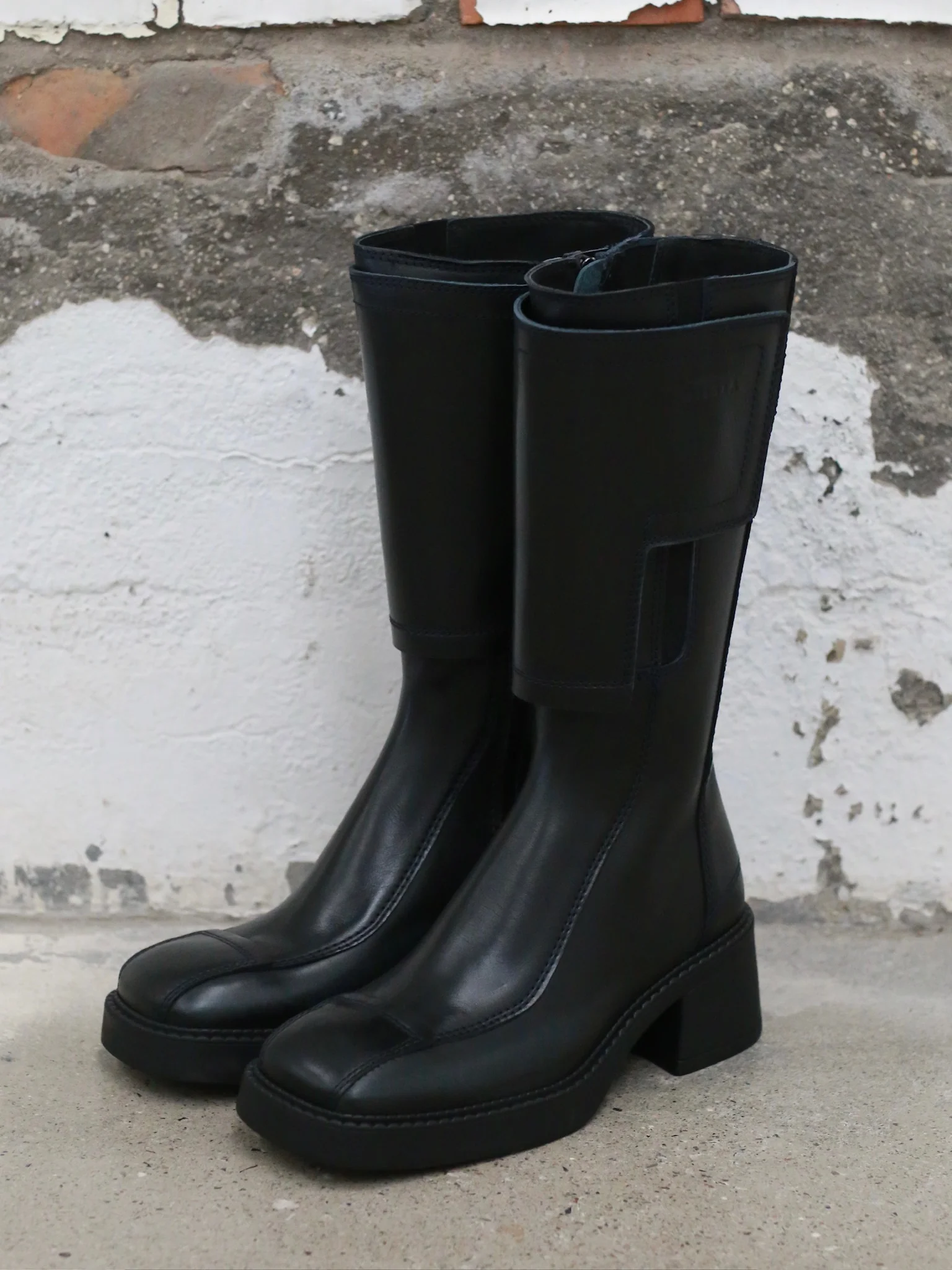Miista Fall/Winter 2025 Black and Blue Square Toe Mid-Calf Boots MST-E8_3987-HL Black and Blue - Image 3