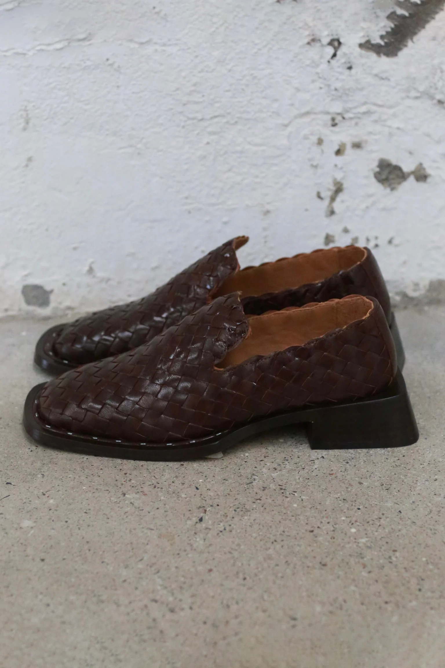 Miista Fall/Winter 2025 Skye Square-Toe Woven Loafers, Spain, MST-MI_5761-ZONG, Brown
