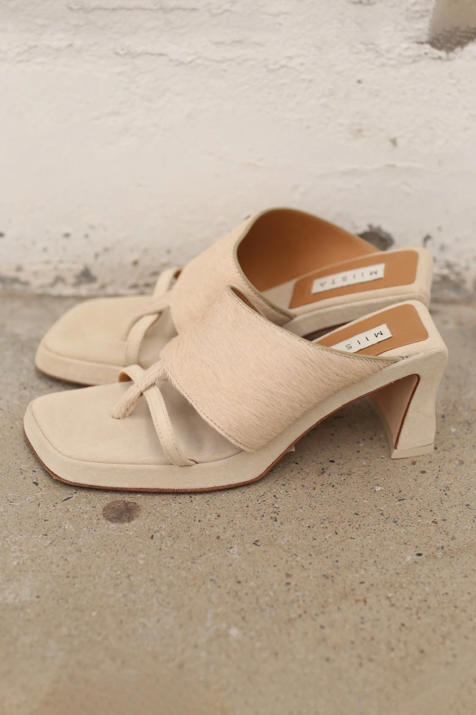 Miista SS26 Trisha Asymmetrical T-strap Shoes MST-MI_5961-ECRU - Image 2