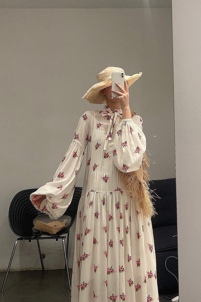 MING MA print pleated dress SS21-DR12-WTTL PMM1 - Image 12