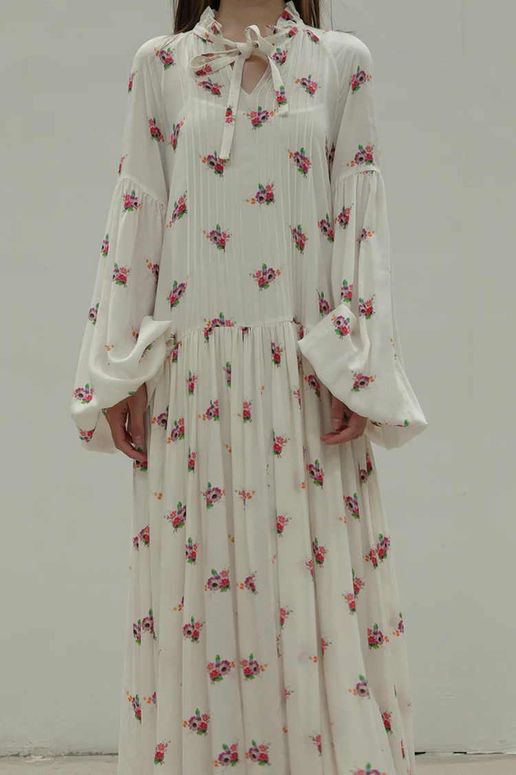 MING MA print pleated dress SS21-DR12-WTTL PMM1 - Image 3