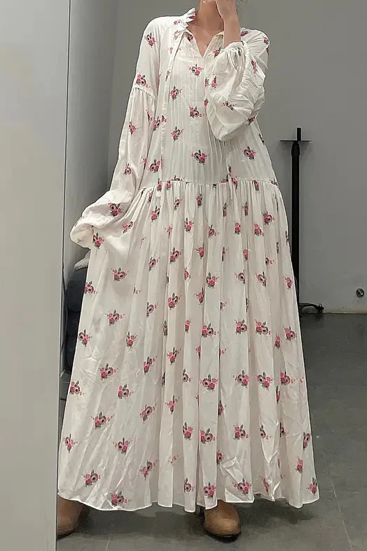 MING MA print pleated dress SS21-DR12-WTTL PMM1 - Image 6