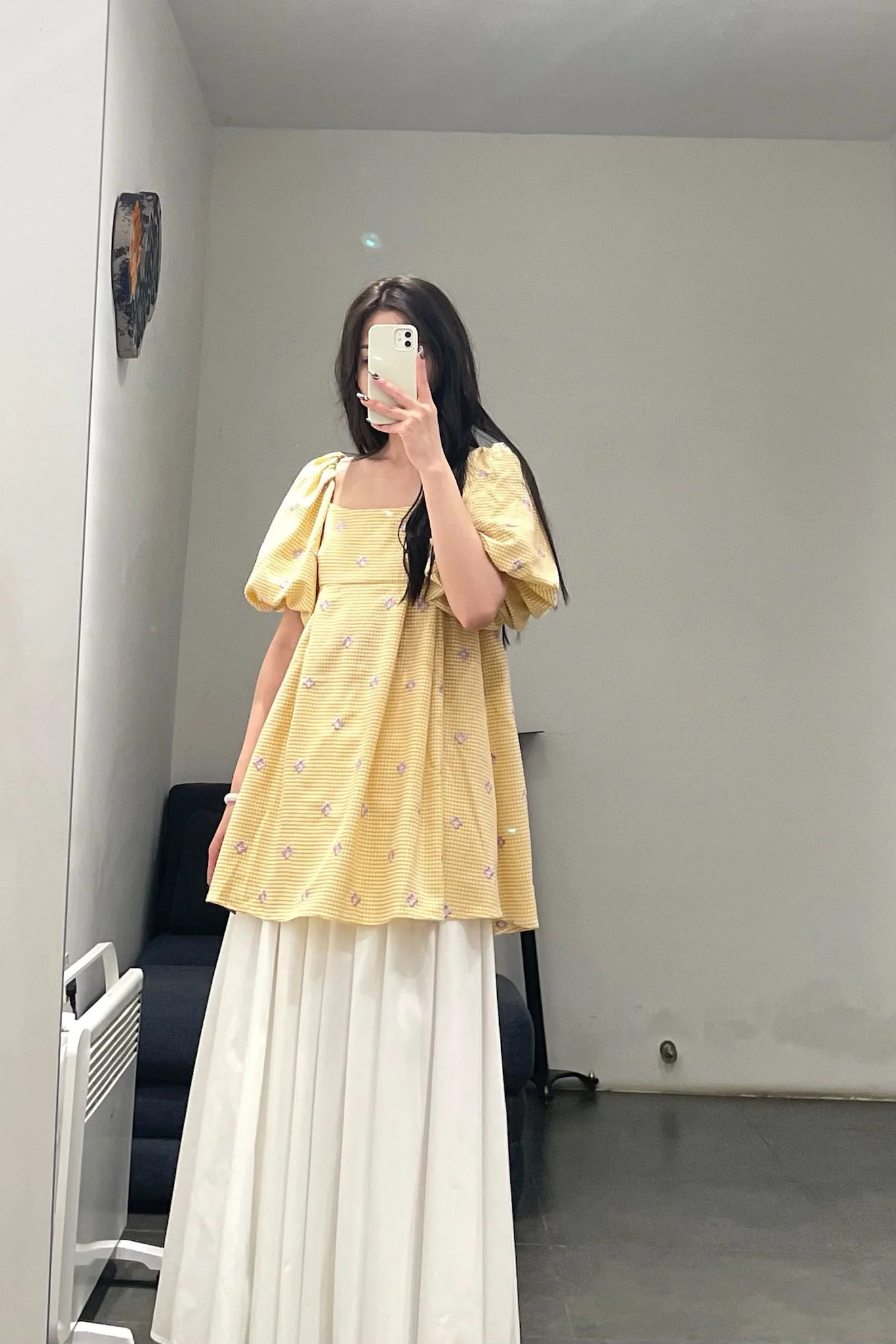 MING MA Puff sleeve pleated dress AW21-DR17-YWPR - Image 3