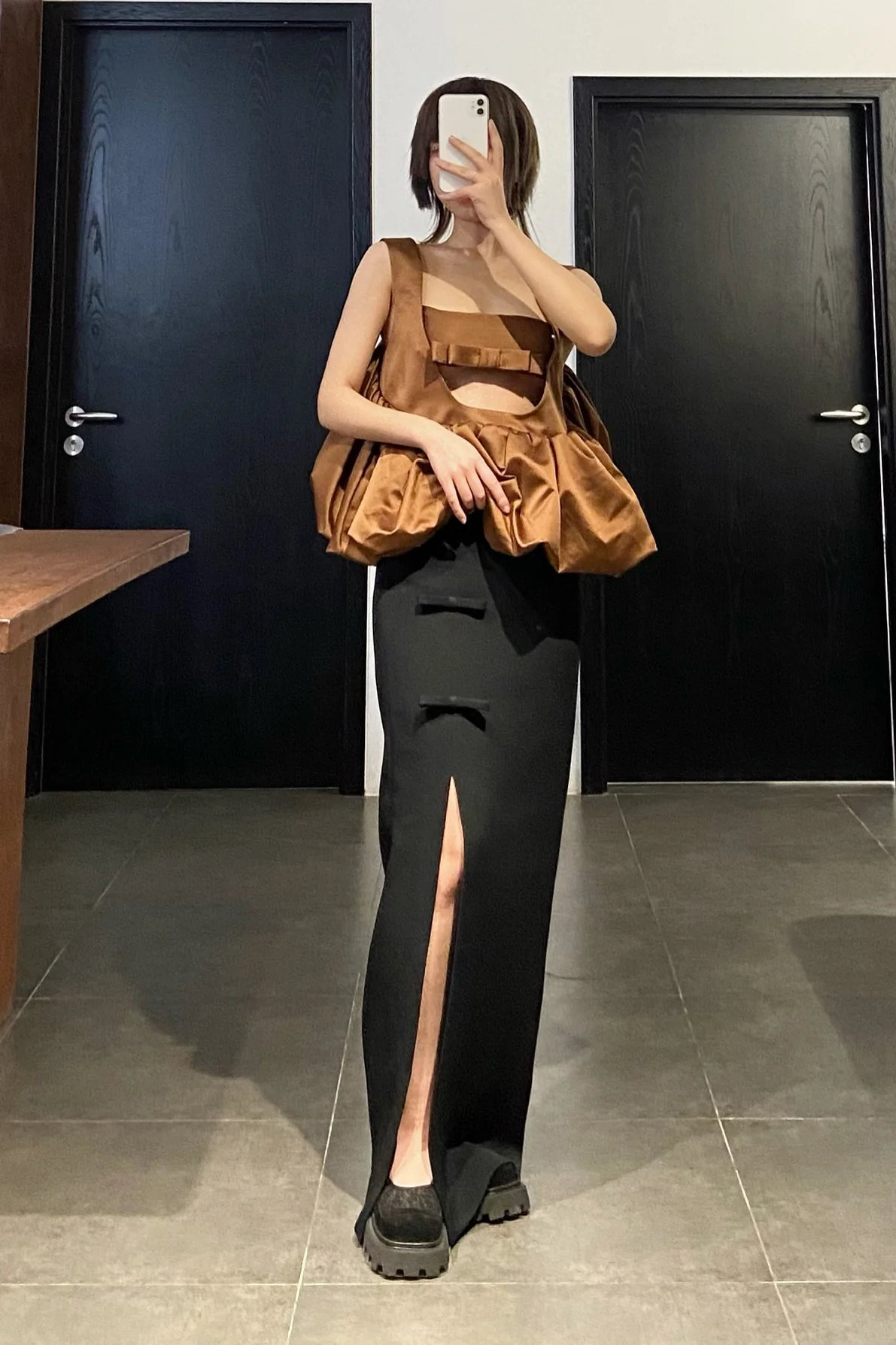 MING MA Side Split Pencil Skirt SS21-SK04-BKPA - Image 5